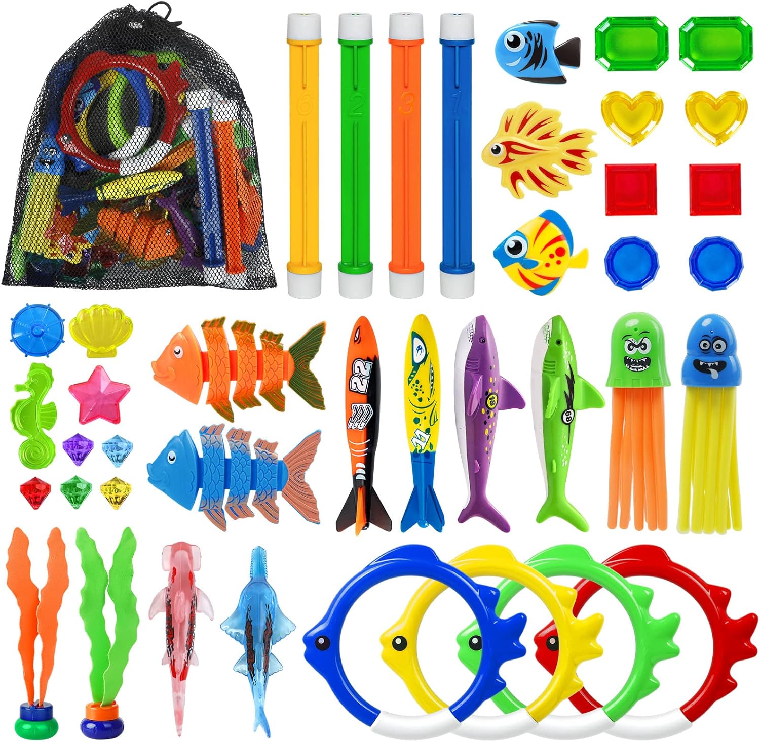 Korlon Tec 40 Pcs Swimming Pool Toys, Underwater Pool Toys
