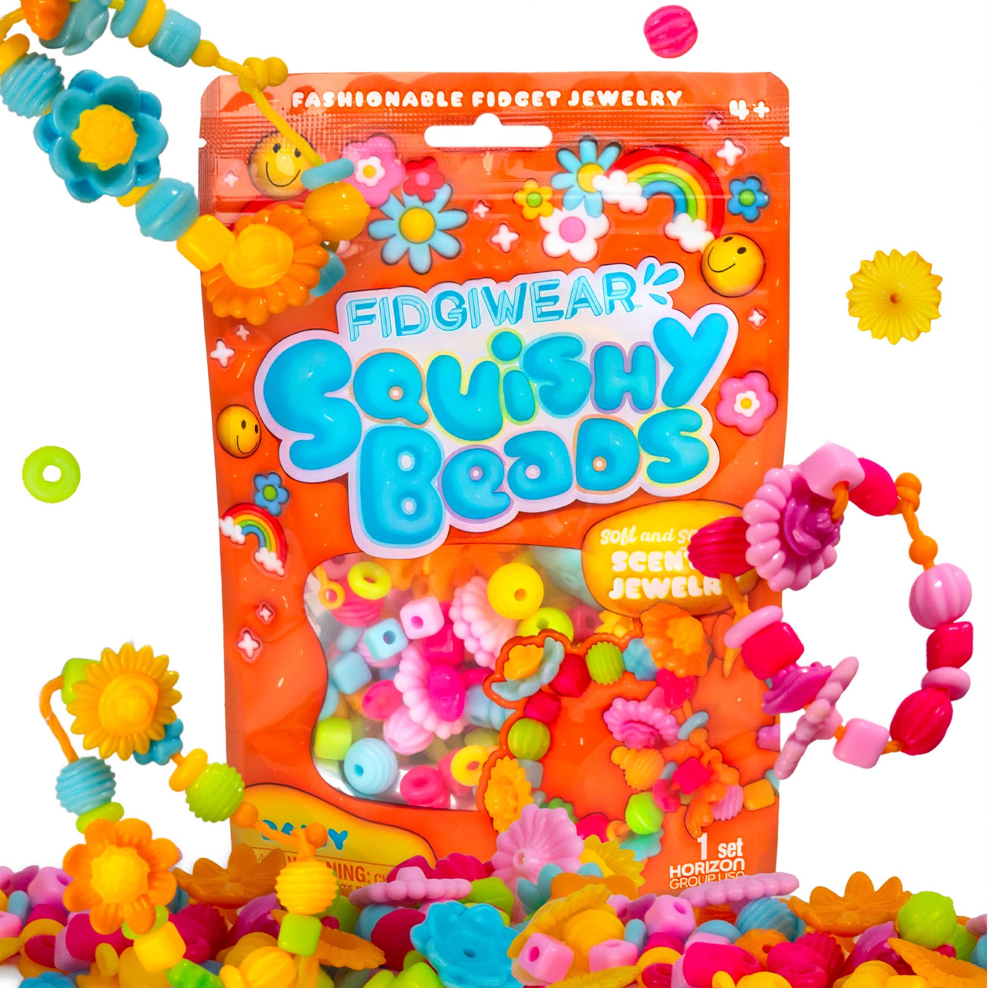 Amazon.com: Fidgiwear Squishy Beads – Daisy Orange Theme, Create