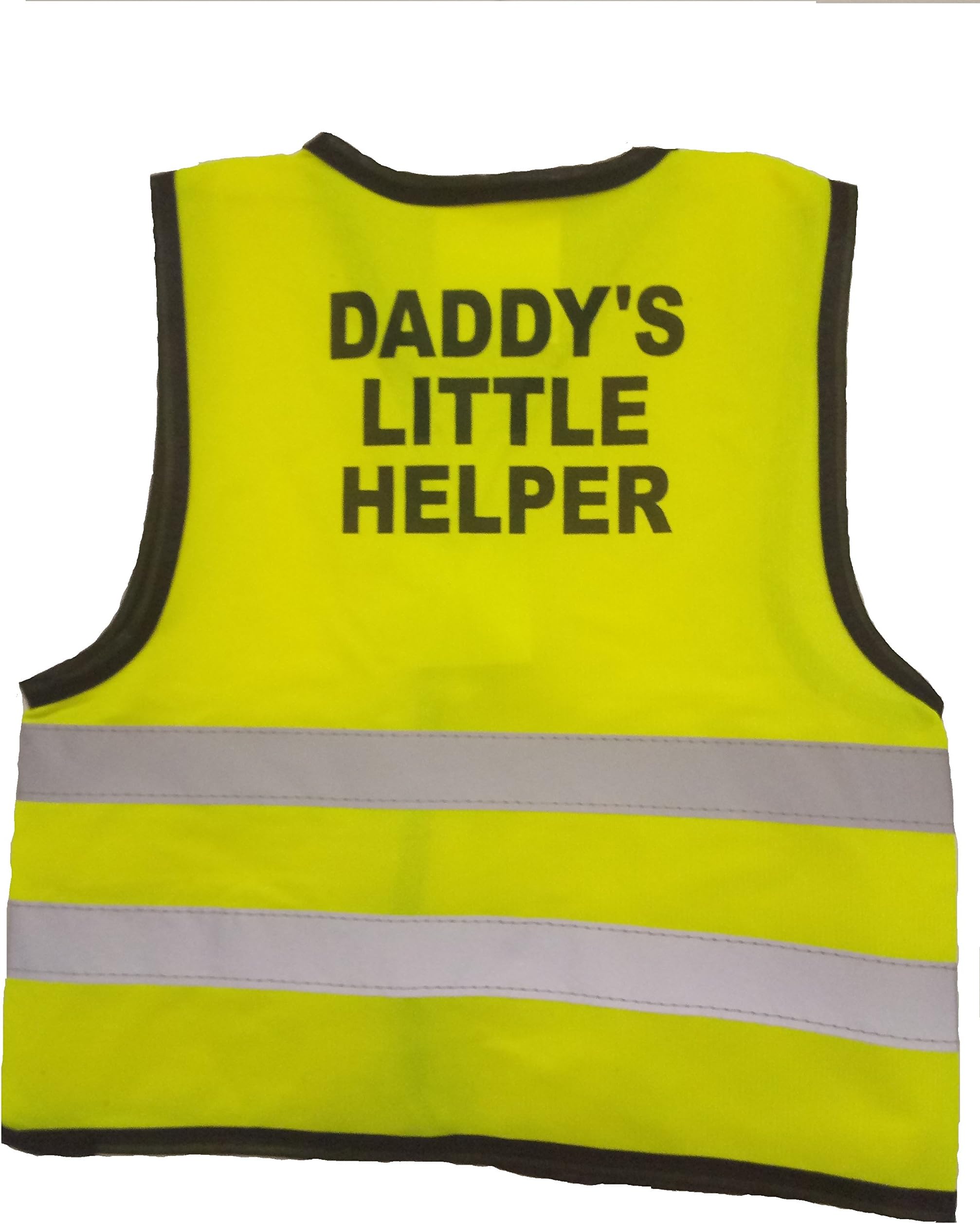 KIDS FANCY DRESS HI-VIZ DADDY MUM LITTLE HELPER SAFETY VEST TOP (Kids 4-6 yrs, Yellow dad)