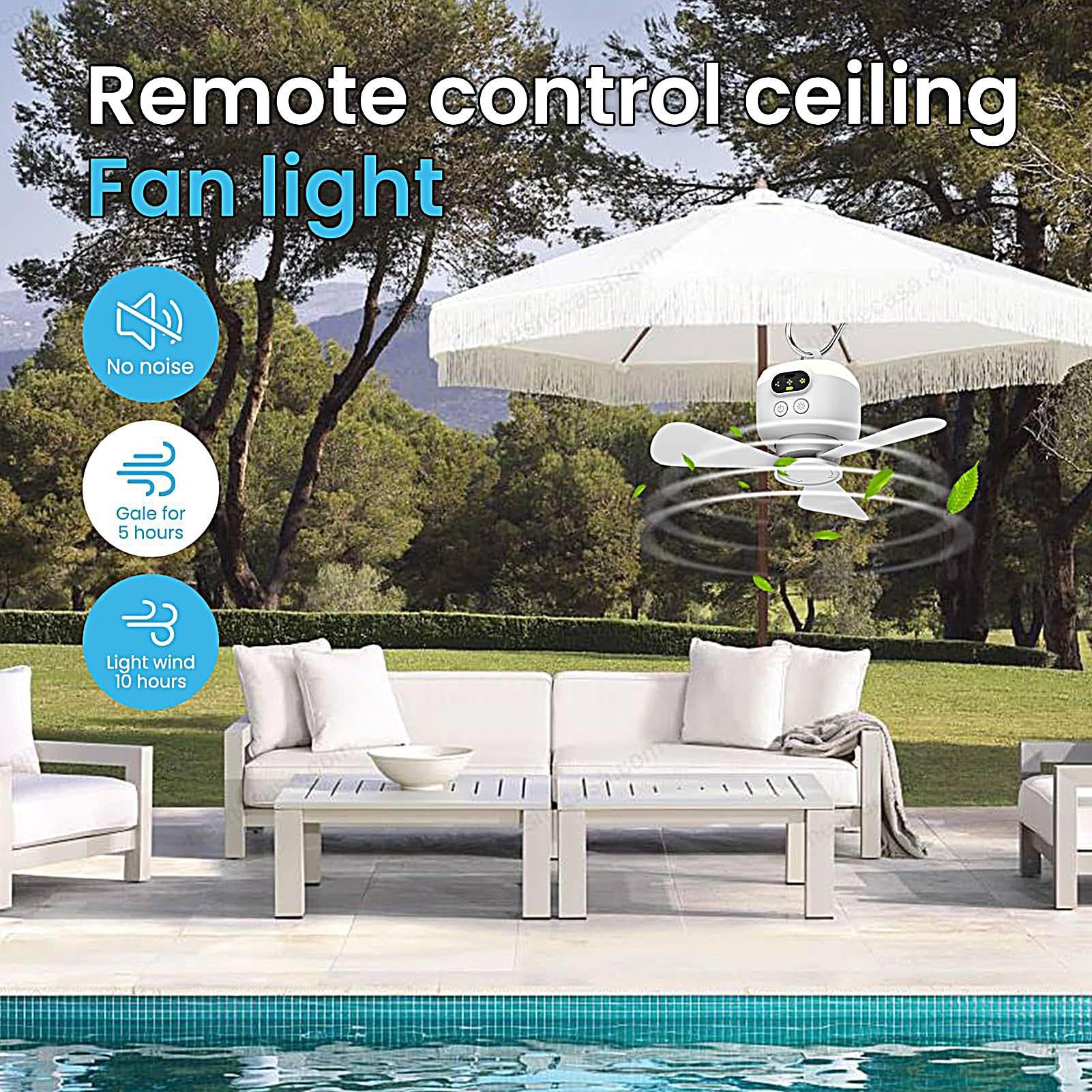 Ventilatore da campeggio Ricaricabile via USB, 4 Velocità Regolabili | Ventilatore da Campeggio con Luce Integrata per camper, viaggi all'aperto, auto, furgone camperizzato, pesca, spiaggia