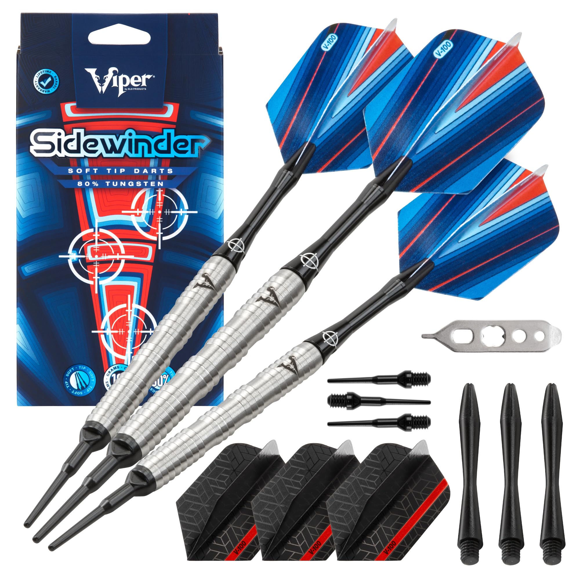 Sidewinder 80% Tungsten Soft Tip Darts, 18 Grams