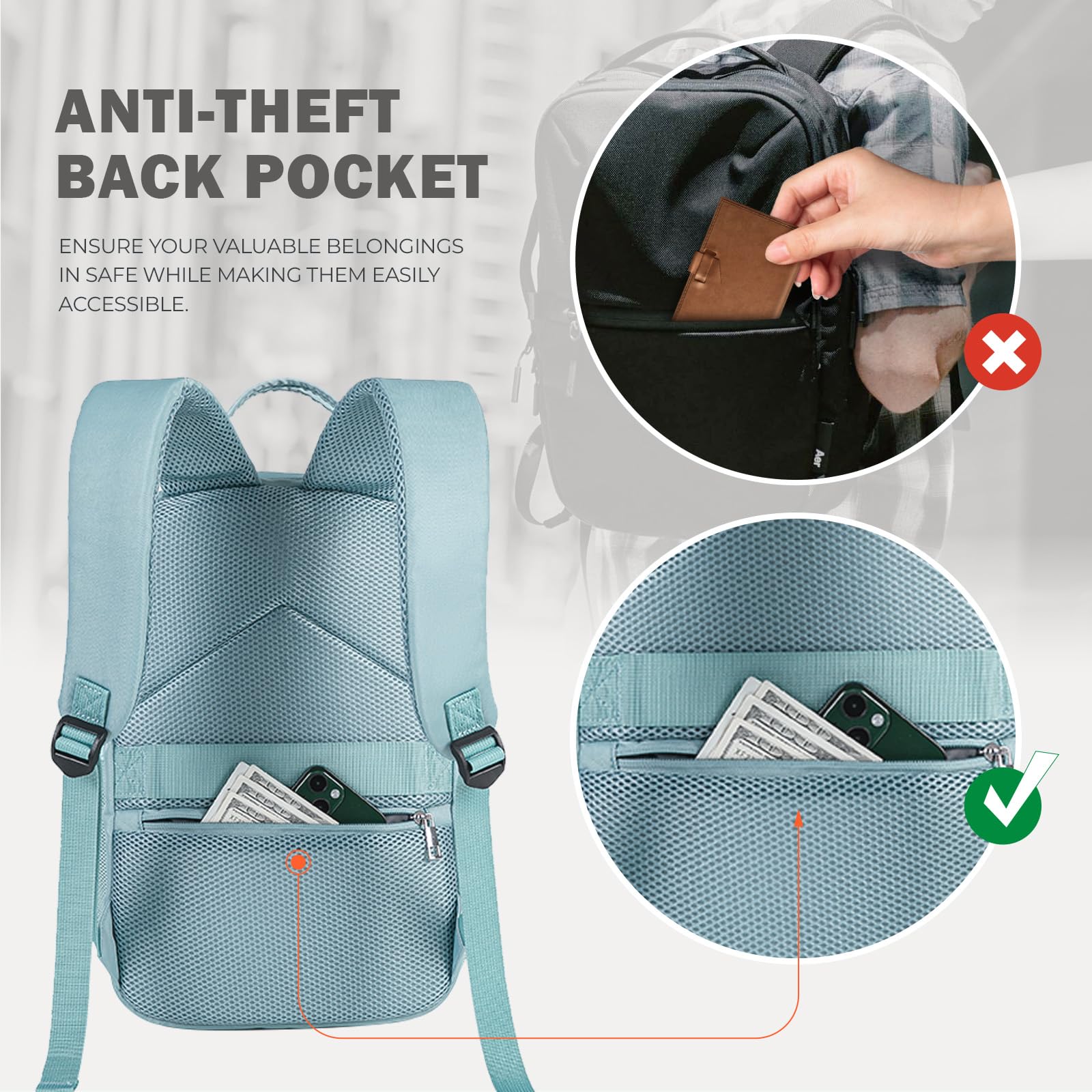 VMIKIV per Zaino Ryanair 40x20x25 Zaino da Viaggio Aereo Bagaglio a Mano Borsa Donna Uomo per Aereo Zaini da Viaggio Antifurto Piccolo Borsone da Cabina per Scuola Lavoro