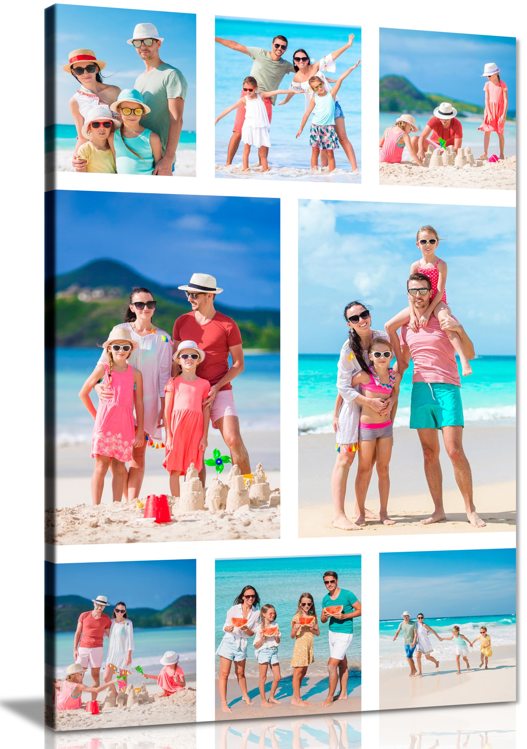 8 Photo Collage Portrait Personalised Canvas Print – Custom Photo Collage Wall Art – Multiple Sizes via “Customise Now” – Custom Printed Gift for Home & Occasions
