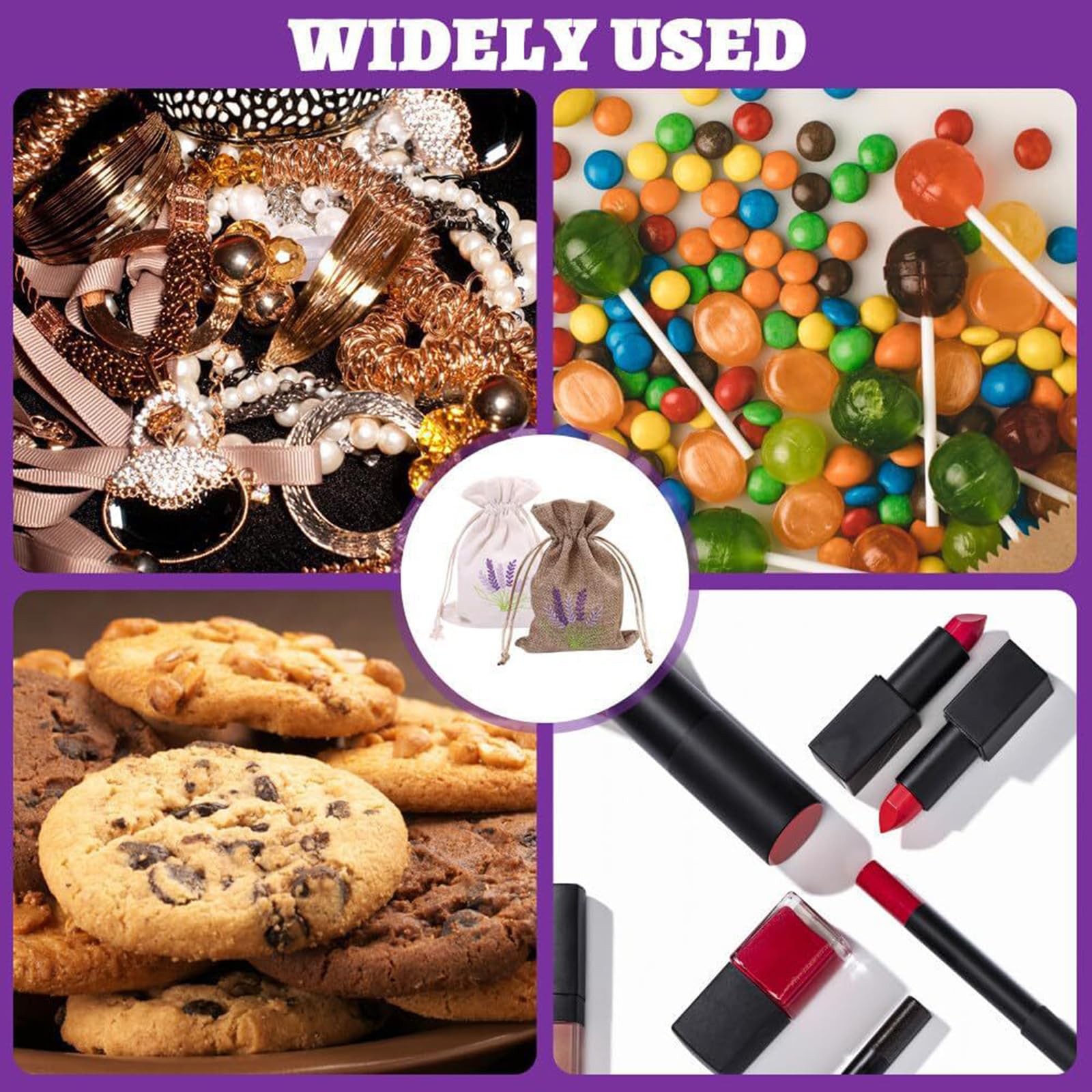 Set of 12 Cotton and Linen Scented Bags Lavenders Jutes Bags for Wedding Jewelry Storage