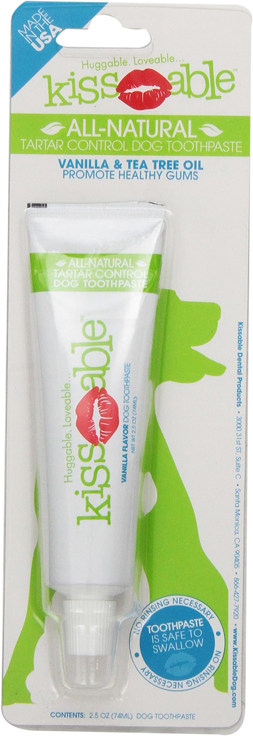 Kissable All-Natural Toothpaste for Dogs | Dog Toothpastes Made in USA | Best Dog Toothpaste for All Dogs With Tartar Build Up | Vanilla & Tea Tree Oil