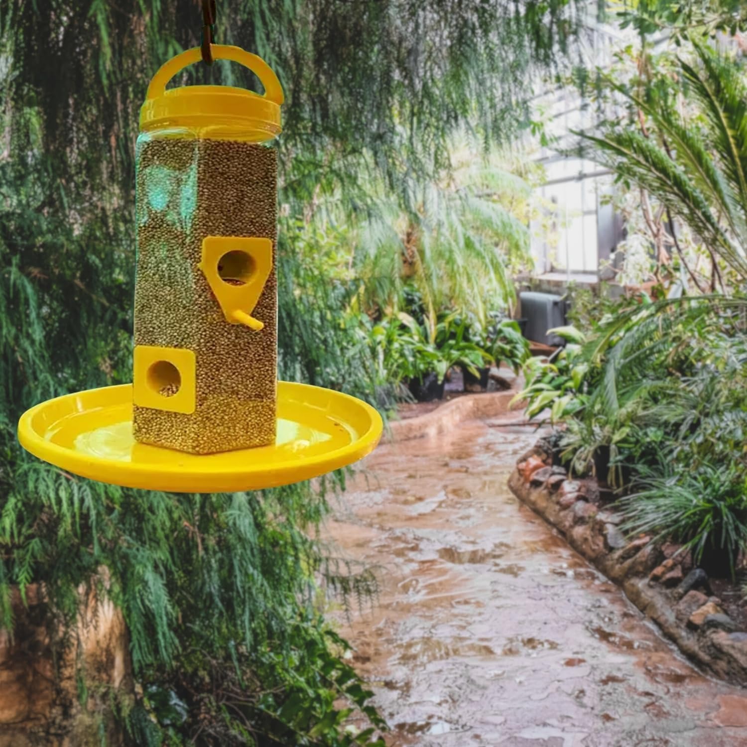 QONETIC Bird Feeder Tower | Hanging for Balcony, Window, Garden | Outdoor Plastic Bird Food Feeder | 900g Seed Container for Sparrows, Finches, Budgies (Tower Feeder, 1) - Image 9 thumbnail