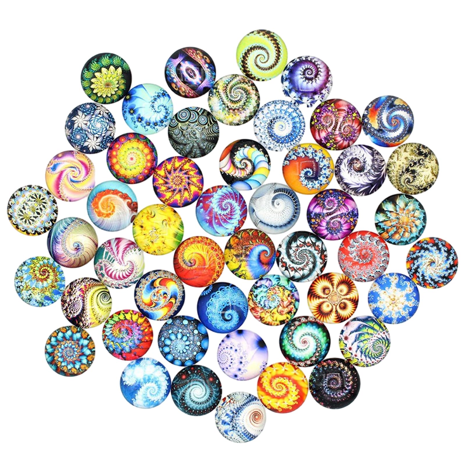 YROHGKPN 100Pcs Round Glass Ornament Flower Jewelry Round Tiles Cabochons Patches Jewlery Printed Set Stone Colourful for Jewelry Making Dome