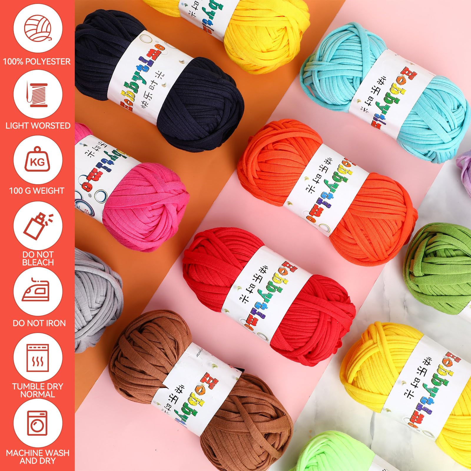 Amazon.com: Timgle 12 Pieces T Shirt Yarn Fabric Elastic Crochet
