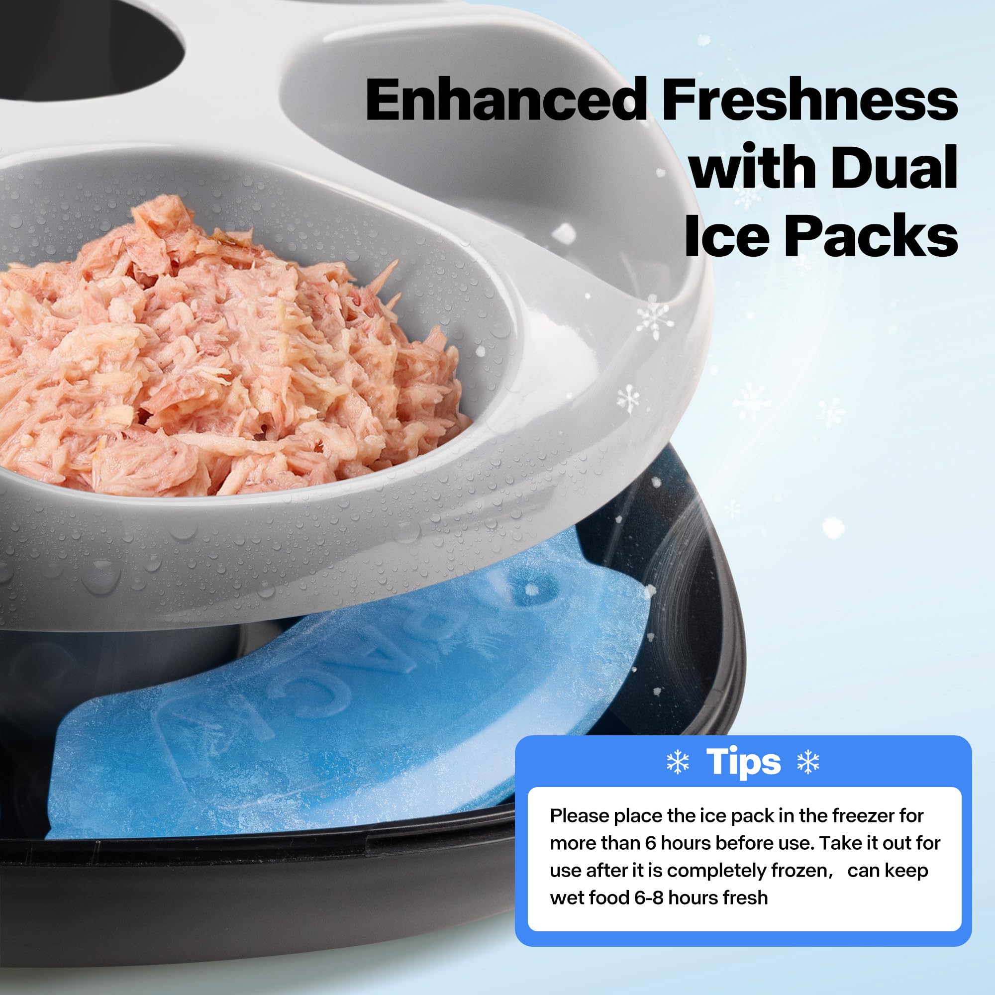 PetPrime 6-Meal Automatic Cat Feeder with Two Ice Packs,Cordless Rechargeable Cat Food Dispenser for Cats and Small Dogs Wet Food Auto Pet Feeder Black - image 4