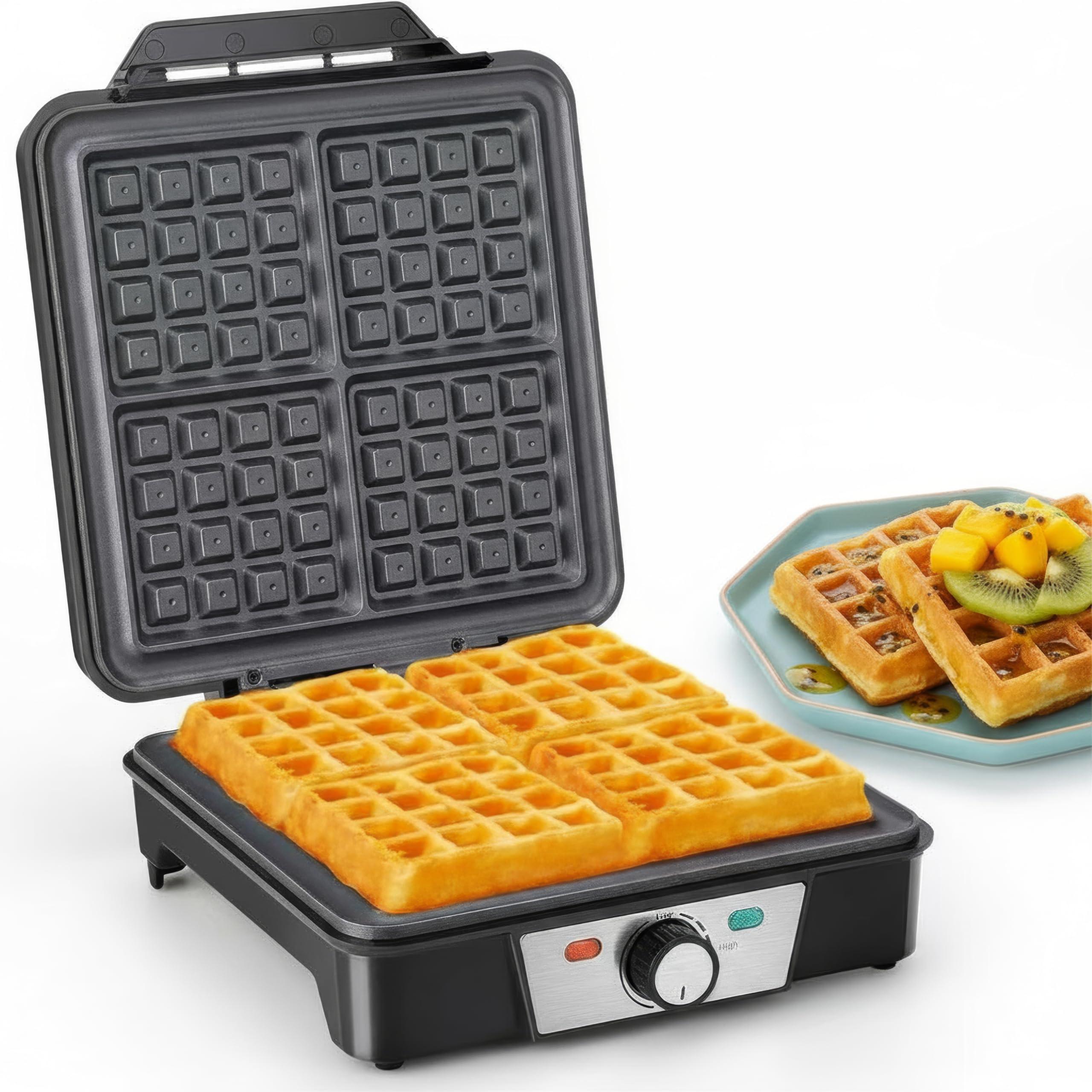 Romon Gofrera, Mini Gofrera para Gofres Eléctricas Waffle Maker pequeños con Revestimiento Antiadherente, 1200 W Waflera Sandwichera Pequeña para Cumpleaños, Fiestas Familiares, Pascua o Navidad