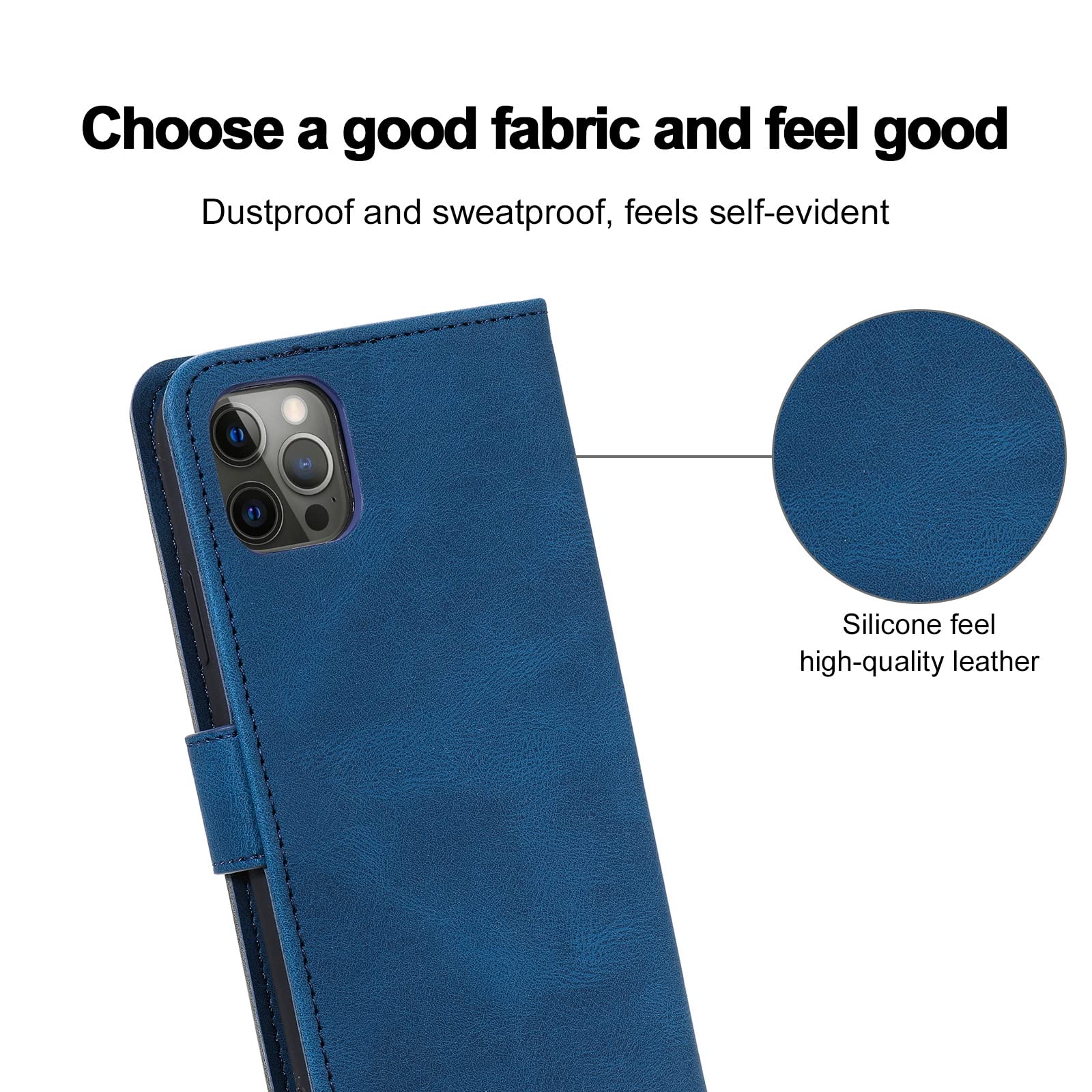 LTL Etui na telefon do iPhone 13 Mini/13 Pro/13 Pro Max, wysokiej jakości skórzane etui z klapką, etui z przegródkami na karty, podpórka, magnetyczne zamknięcie, niebieskie, 13 Pro Max 6,7 cala