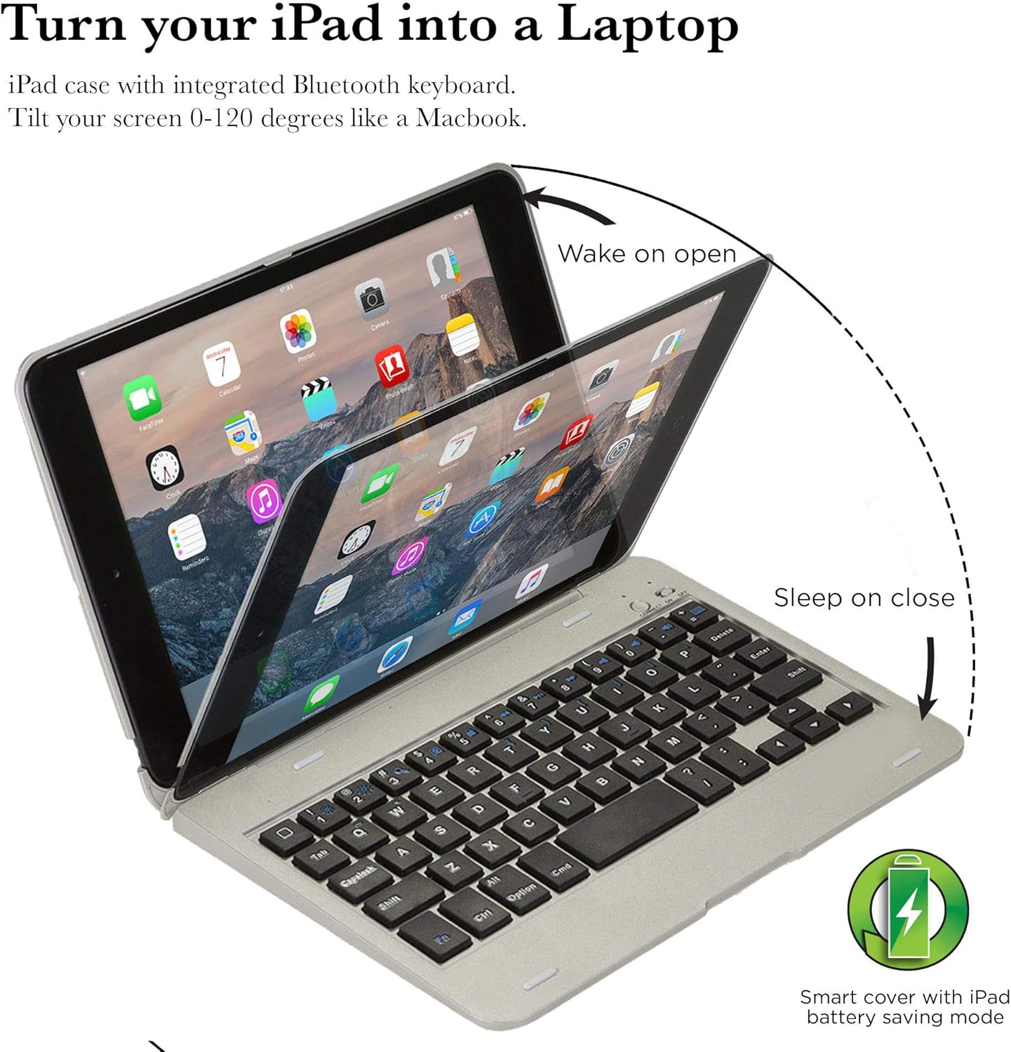 Buy 1 get 1 Cooper Kai SKEL P1 [Bluetooth Wireless Keyboard] Case for iPad Mini 1 2 3 | Portable Clamshell Laptop Case, 13 iPad Shortcut Hotkeys