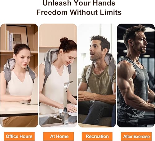 Miniatura 5 de Masajeador de cuello para aliviar el dolor de tejido profundo, masajeador shiatsu de cuello y espalda con calor, almohada de masaje eléctrica para