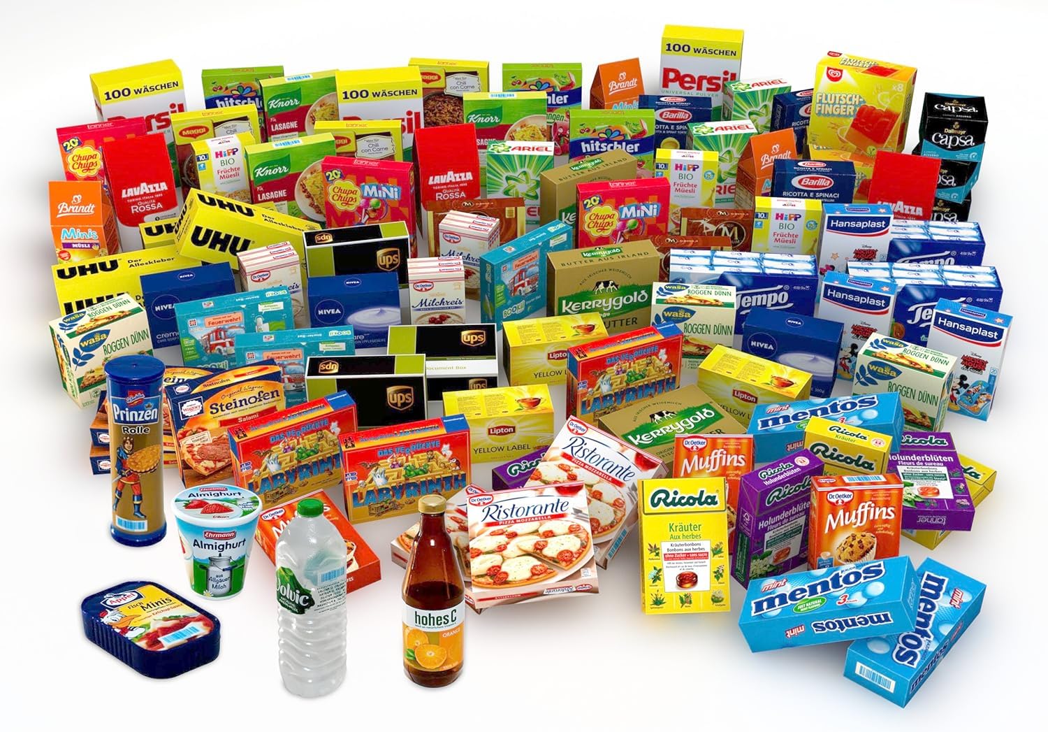 tanner DER KLEINE KAUFMANN TANNER Deco - Juego de miniaturas de 95 Piezas, con Cajas Plegables Extra estables, diseño Apto para Alimentos, 0525.7, Juego de miniaturas
