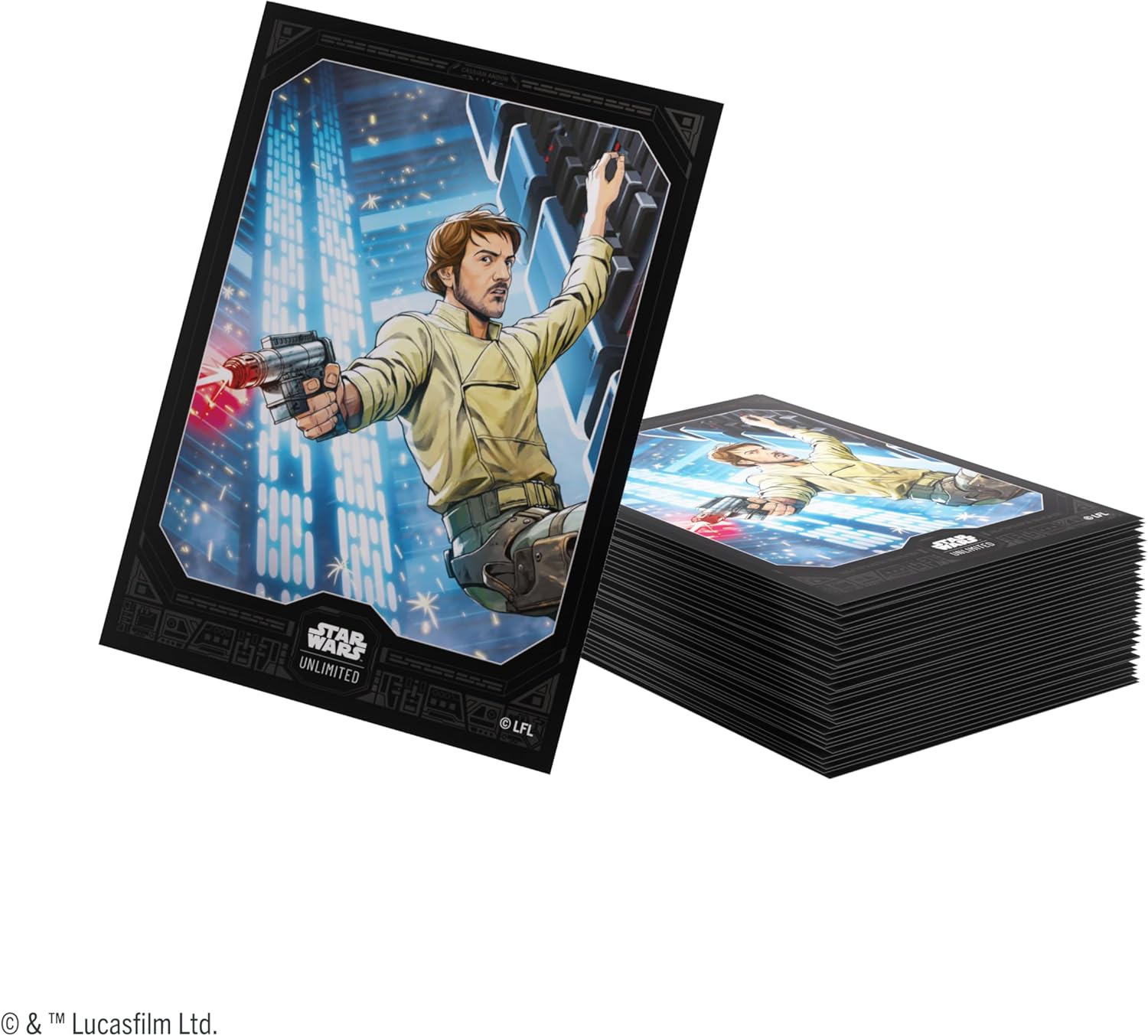 Asmodee Star Wars: Unlimited Cassian Andor Art Sleeves - Officially Licensed Pack of 60 Art Sleeves and 2 Clear Sleeves, Optimized Size for Star Wars: Unlimited and Other TCG and LCG Games