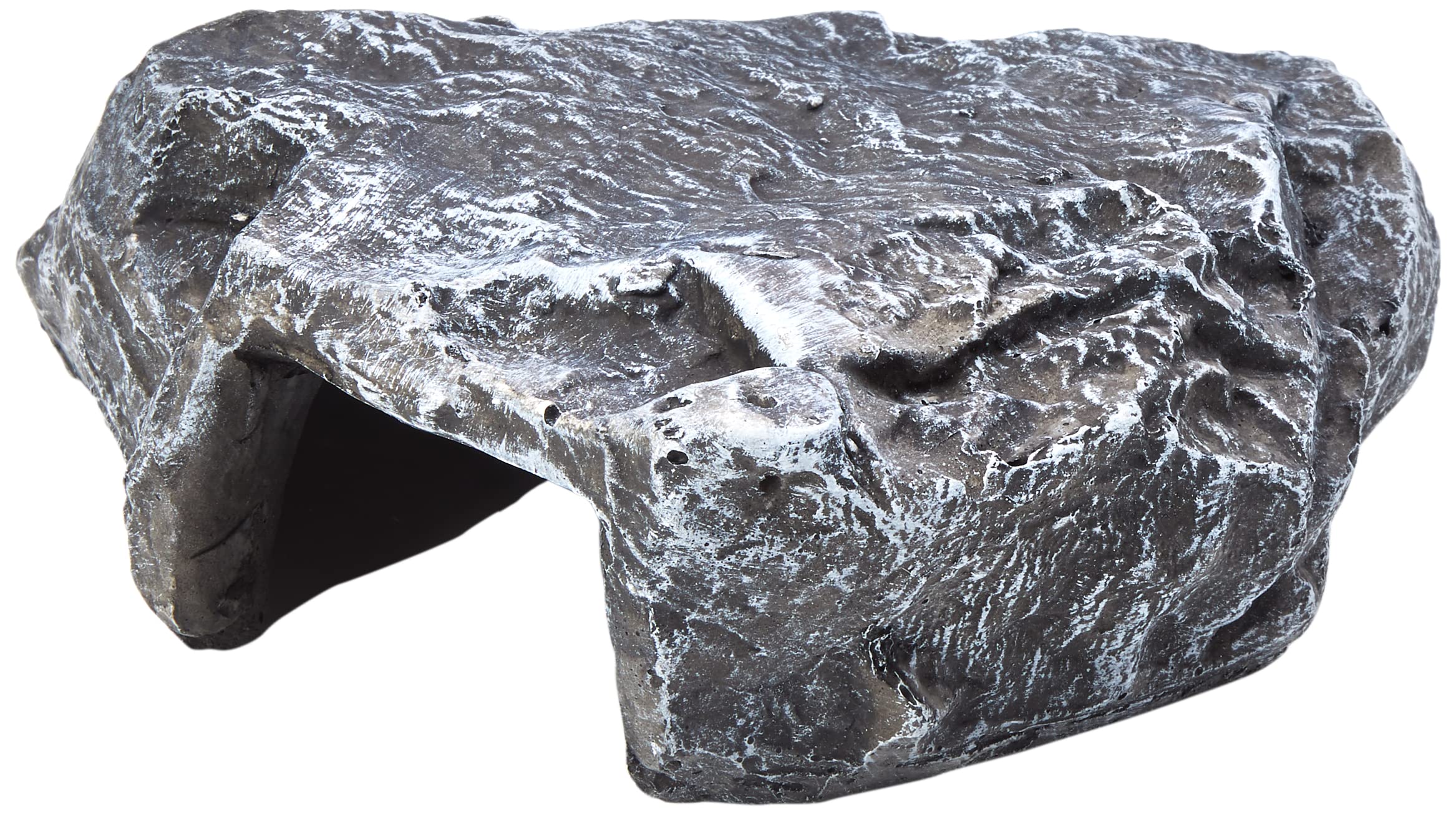 Komodo Grey Rock Den Safe Reptile Hideout Basking Habitat Terrarium, Vivarium & Aquarium Natural Looking Cave Décor - Large