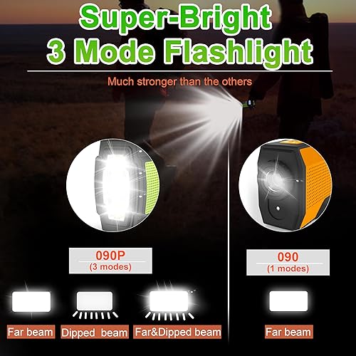 Miniatura 4 de Radio meteorológica de manivela de emergencia, manivela solar de 14800 mWh, radio meteorológica portátil AM/FM/NOAA con linterna de 3 modos de 1W y