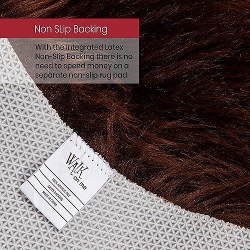 Miniatura 5 de Alfombra de piel sintética suave y sedosa, 2 x 6 pies, color marrón, alfombra de piel de oveja, alfombra lanuda para sala de estar, dormitorio,