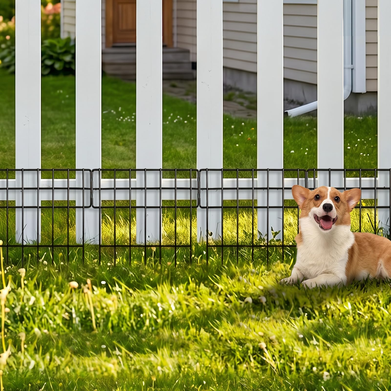 Thealyn 10 Pack Barrière Animaux de Jardin en Métal Décorative, Hauteur 17 po (43 cm) X Largeur 13 po (33 cm), Longueur Totale 10,8 Pieds (3,3 m), Clôture de Jardin sans Creusage pour Délimiter
