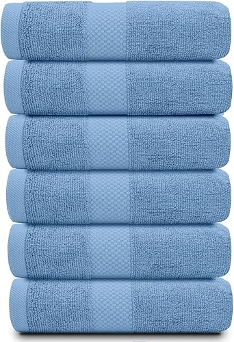 Miniatura 52 de Juego de toallas de mano White Classic de lujo, set de toallas para el baño, hotel, spa, cocina, de algodón egipcio circular, 40cm x 76cm, set de 6