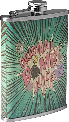 Miniatura 65 de American Art Decor Frasco de licor de 8 onzas – Petaca de acero inoxidable a prueba de fugas para whisky, vodka y tequila – Divertidos frascos