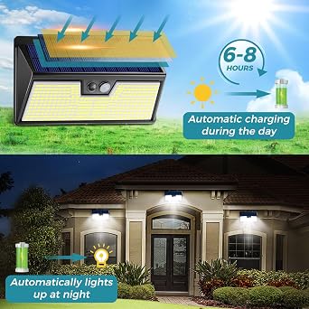 2Pack 318LED + 2Pack 100LED Solar Motion Lights Outdoor