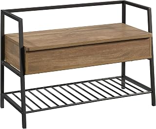 North Avenue Entryway Bench, Hidden Storage and Shelf, Entry Bench with Storage - Sindoori Mango Finish