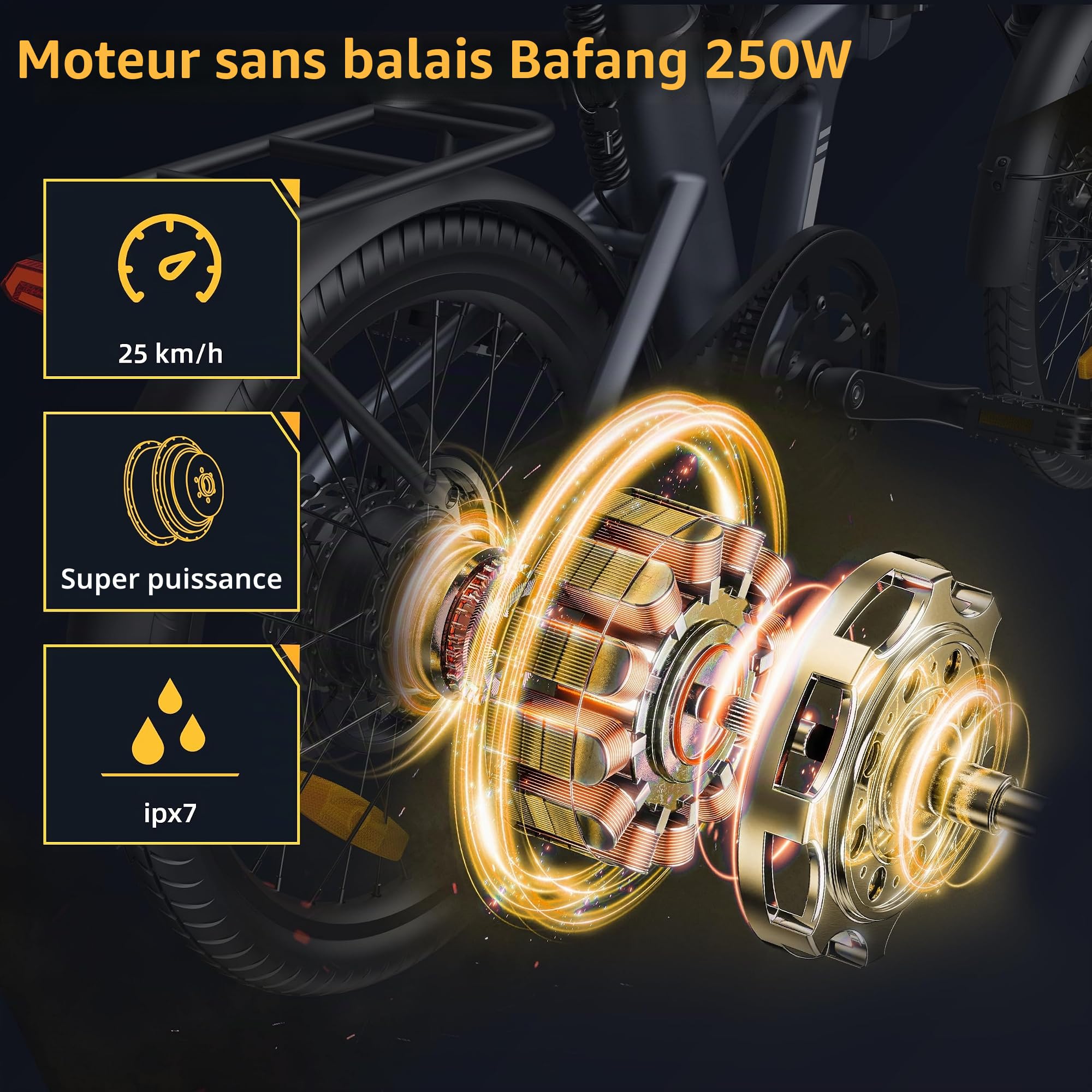 ADO Air20Pro Vélo électrique Pliable, Moteur BAFANG, Entraînement par Courroie, Vélo électrique avec Assistance au Pédalage, IPX7 LCD, APP, Batterie Amovible 36V/9.6Ah, Autonomie de 100 km