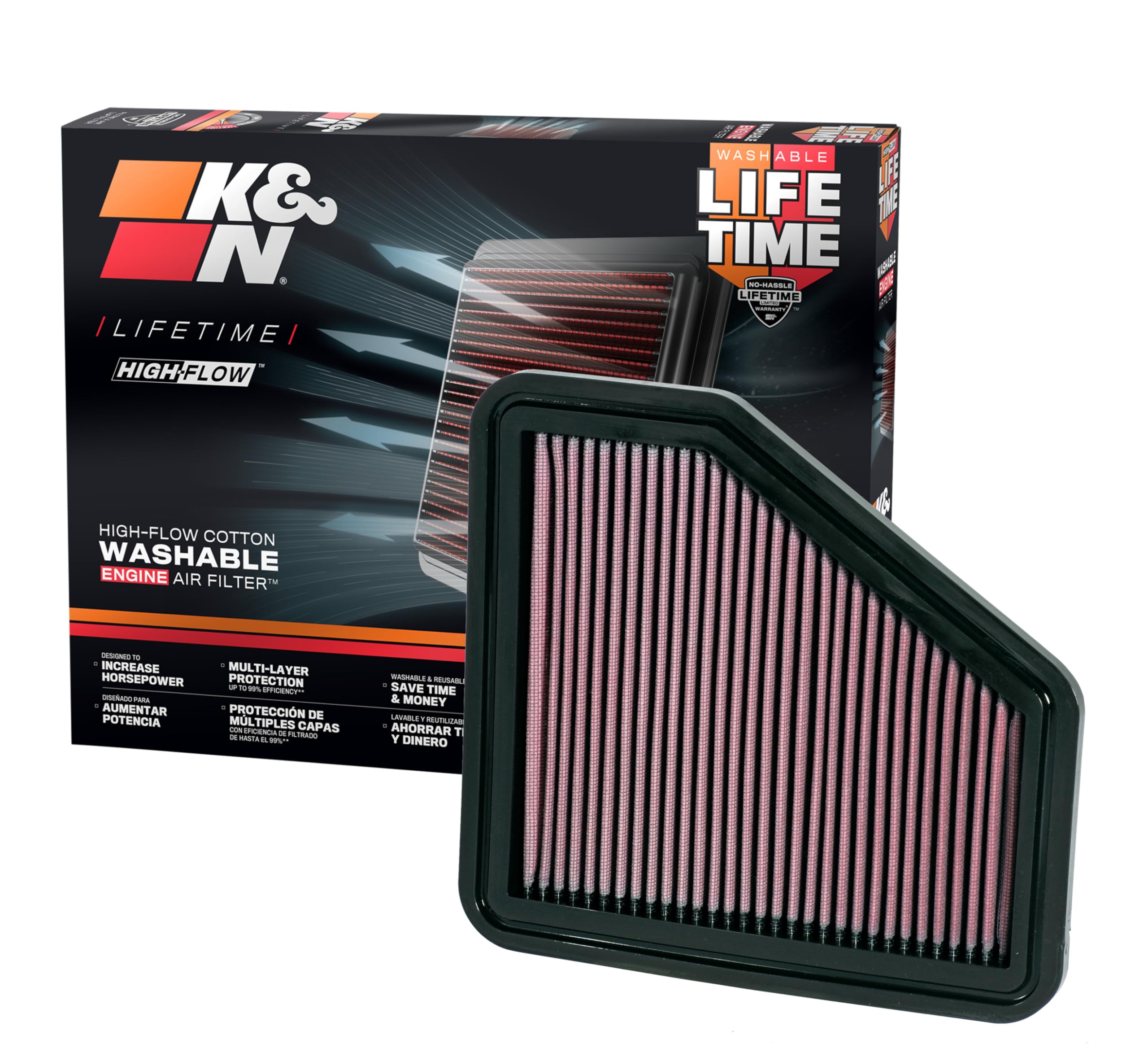 K&N High-Flow Original Lifetime Engine Air Filter: Increase Power: Premium, Washable: Compatible with Lexus/Pontiac/Scion/Toyota: ES350, Vibe, TC, xB, Avalon, Corolla, Camry, Maxtrix, Venza, 33-2326