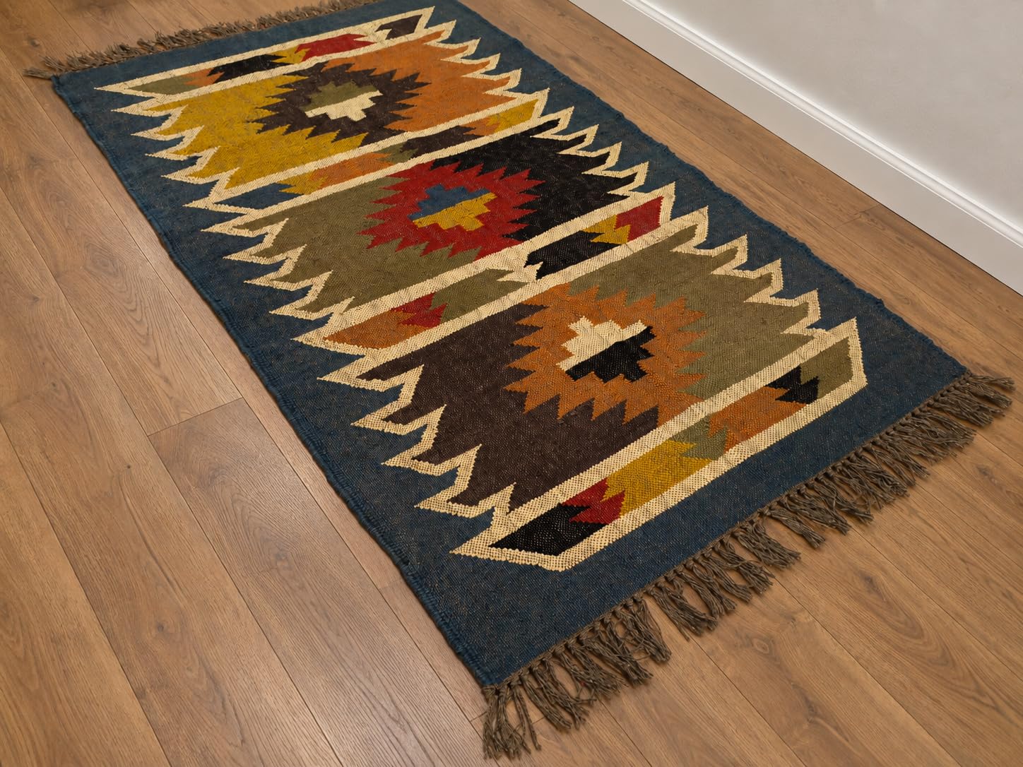 Tappeto Kilim di lana di iuta naturale, aspetto rustico intrecciato a mano, tappeto per soggiorno e corridoio, 60 x 90 cm