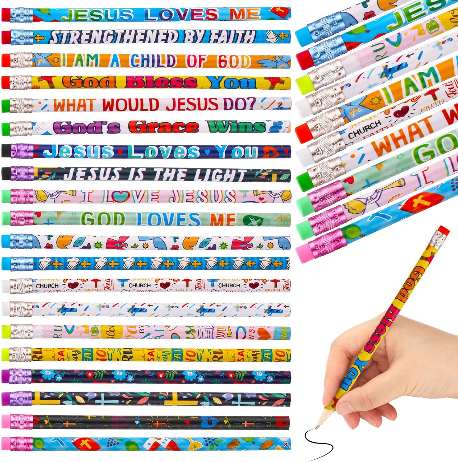 Estune 100 Bible Verse Pencils Back to School Religious