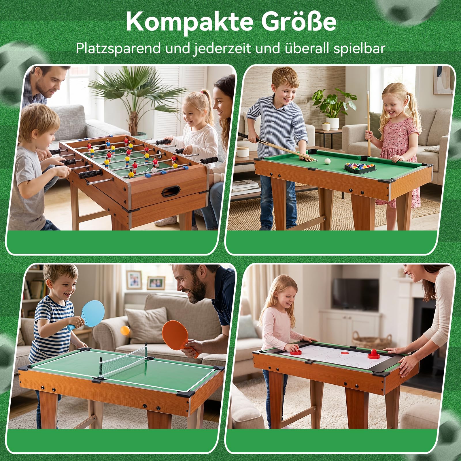 4-in-1 Multi Game Table, Tischkicker Kickertisch for Kids and Adults