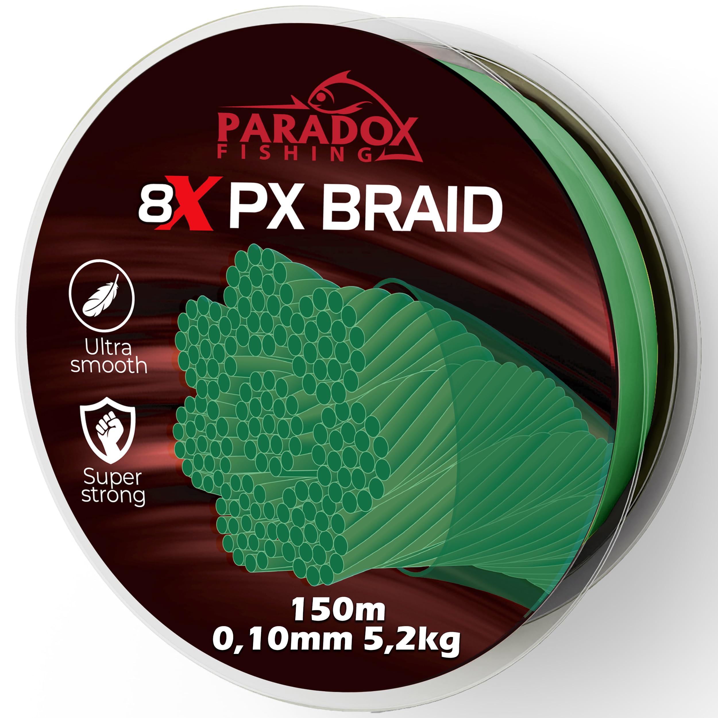 Paradox Fishing 8 x pleciona żyłka wędkarska PX 0,10-0,28 mm – pleciona żyłka wędkarska - ciasno pleciona –