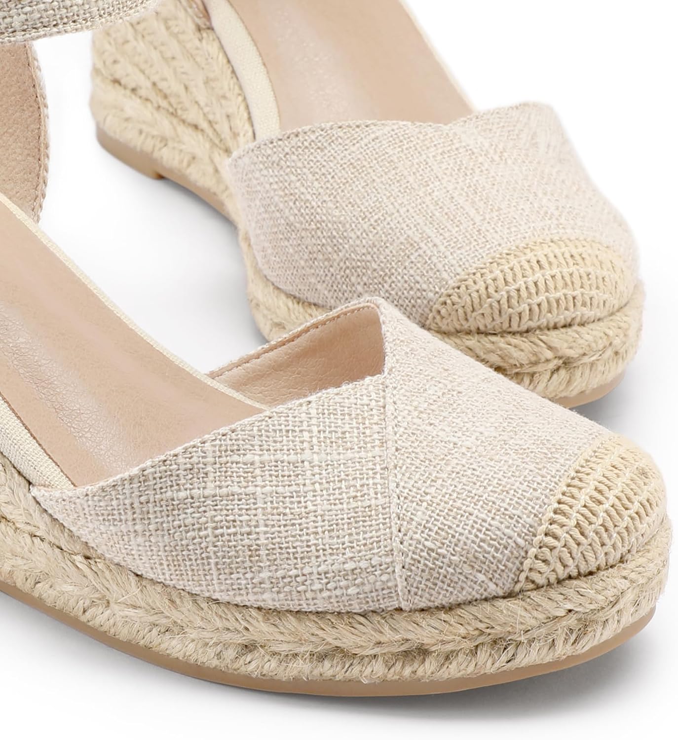 Women's Closed Toe Platform Sandals Summer Buckle Ankle Strap Espadrilles Wedge Sandals - Image 4