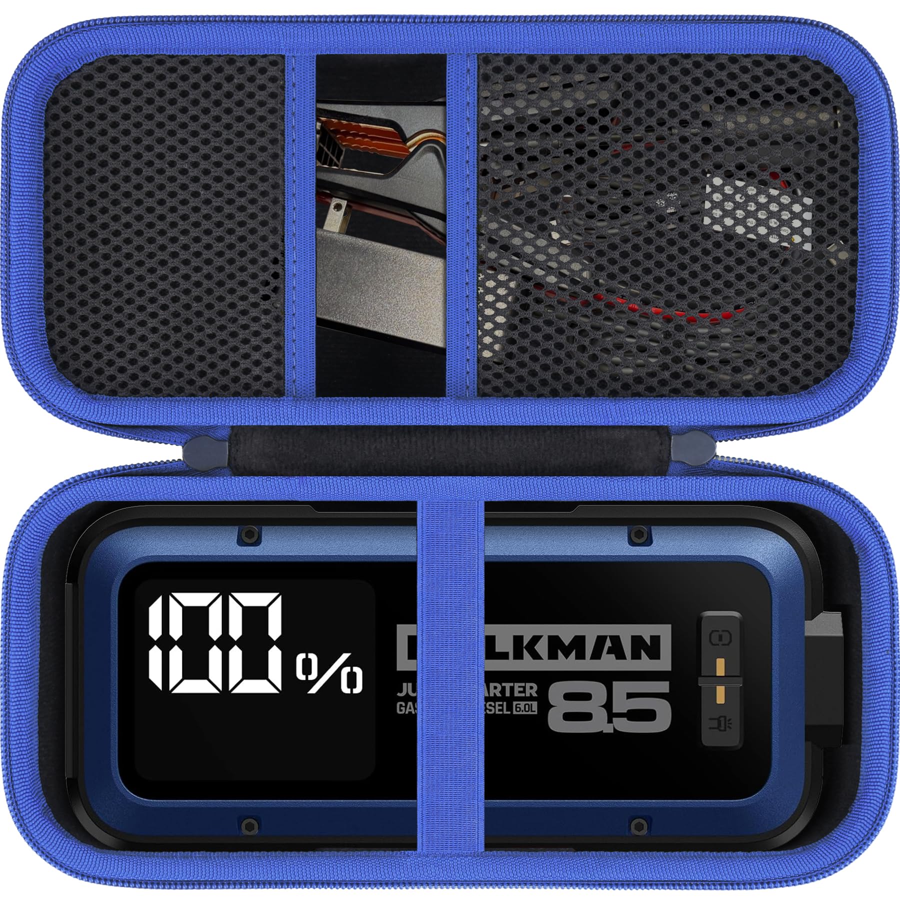 Aenllosi for HULKMAN Alpha85/Alpha85S/Alpha Pro Jump Starter Hard Carrying Case, Black+Blue (Case Only)