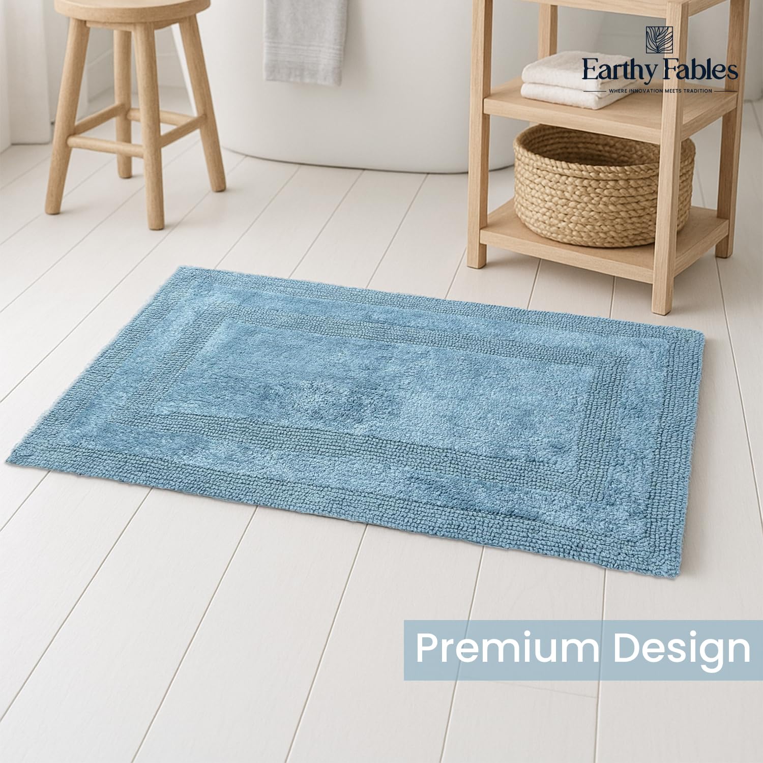 Earthy Fables Premium Cotton Bath Mat - Soft & Absorbent -4