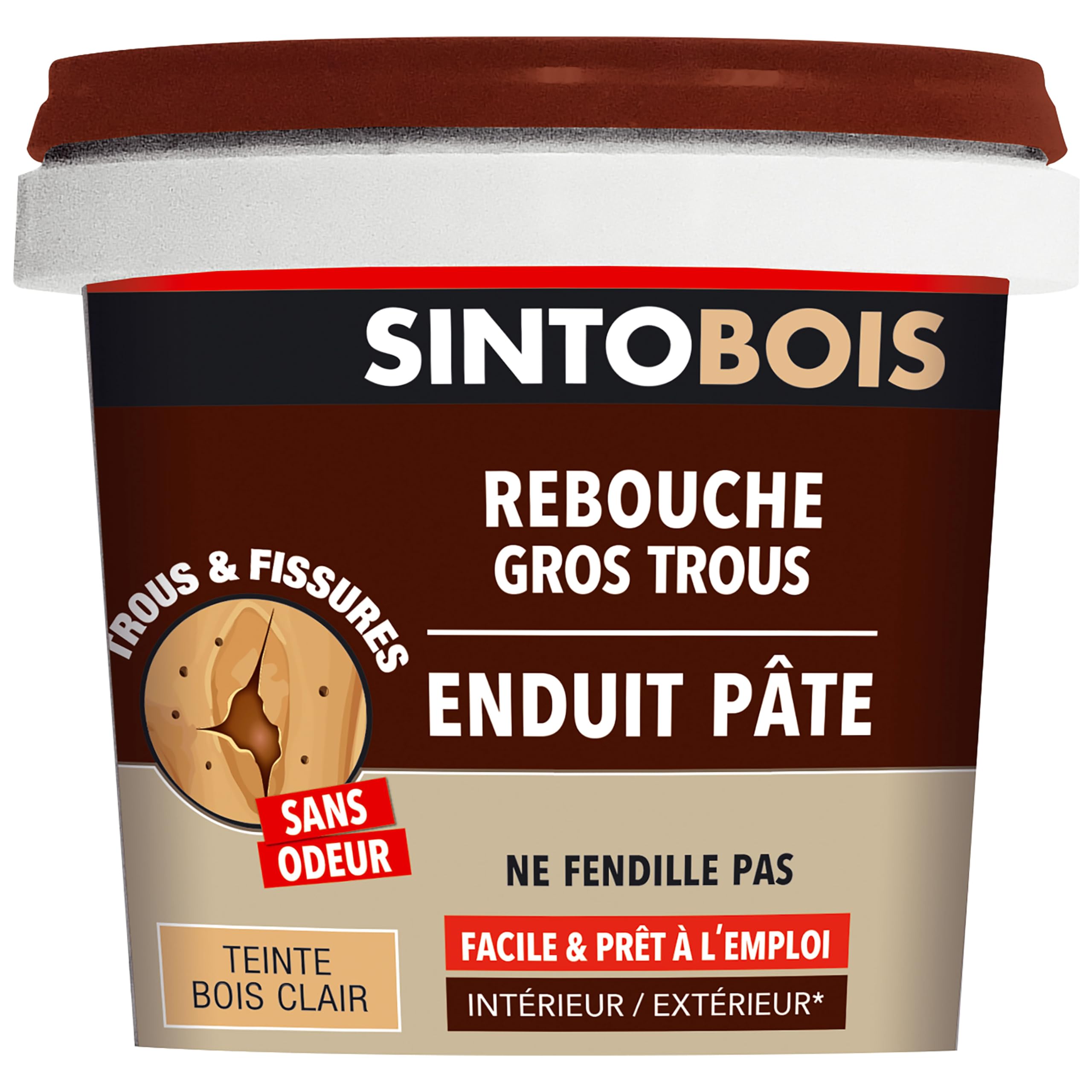 SINTO - Rimorchio in legno per grandi fori e crepe, 500 g, ideale per riempire grandi fori e crepe sul legno