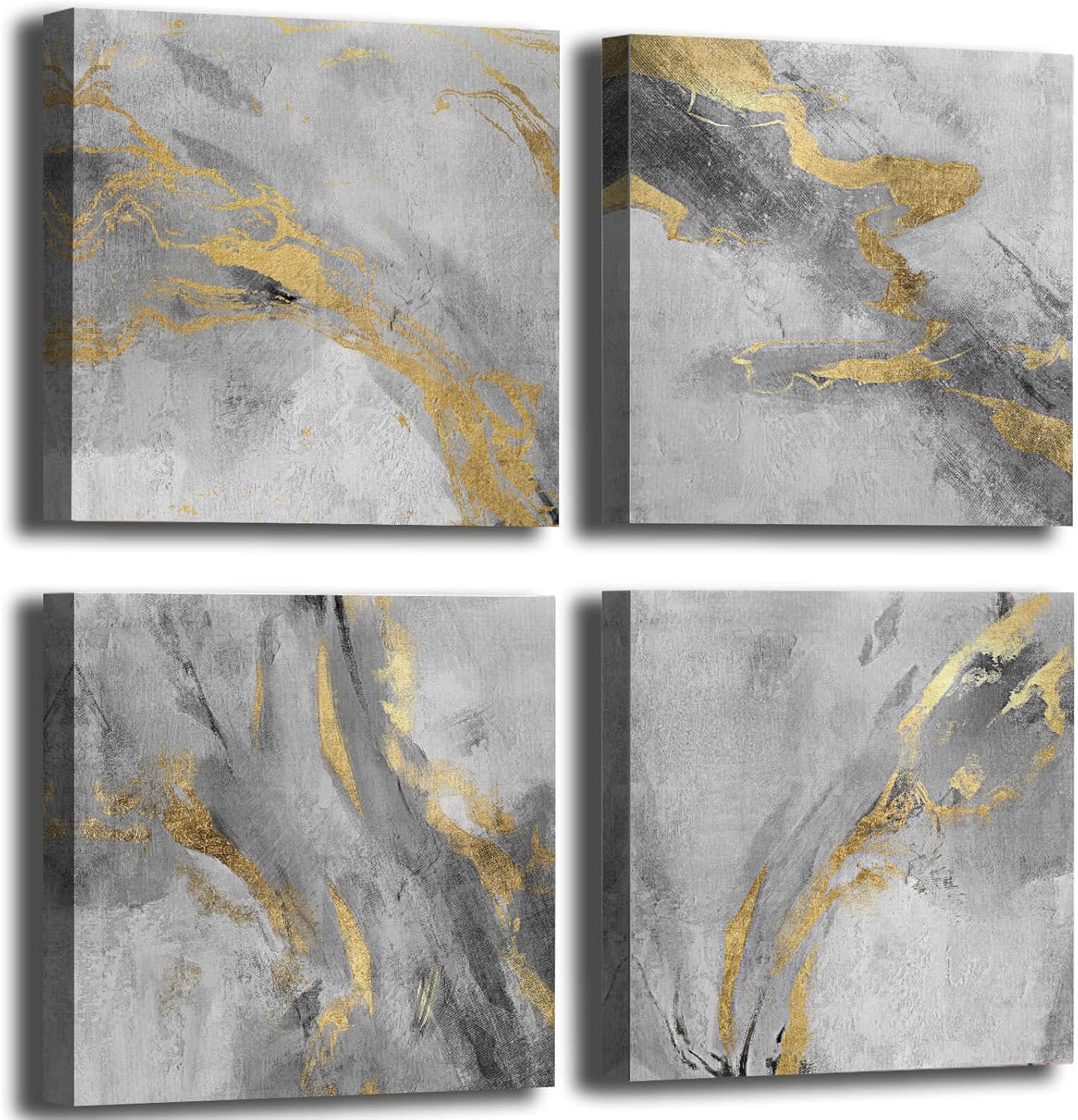 Abstract Wall Art Black And Grey Wall Decor 14"x 14"x 4