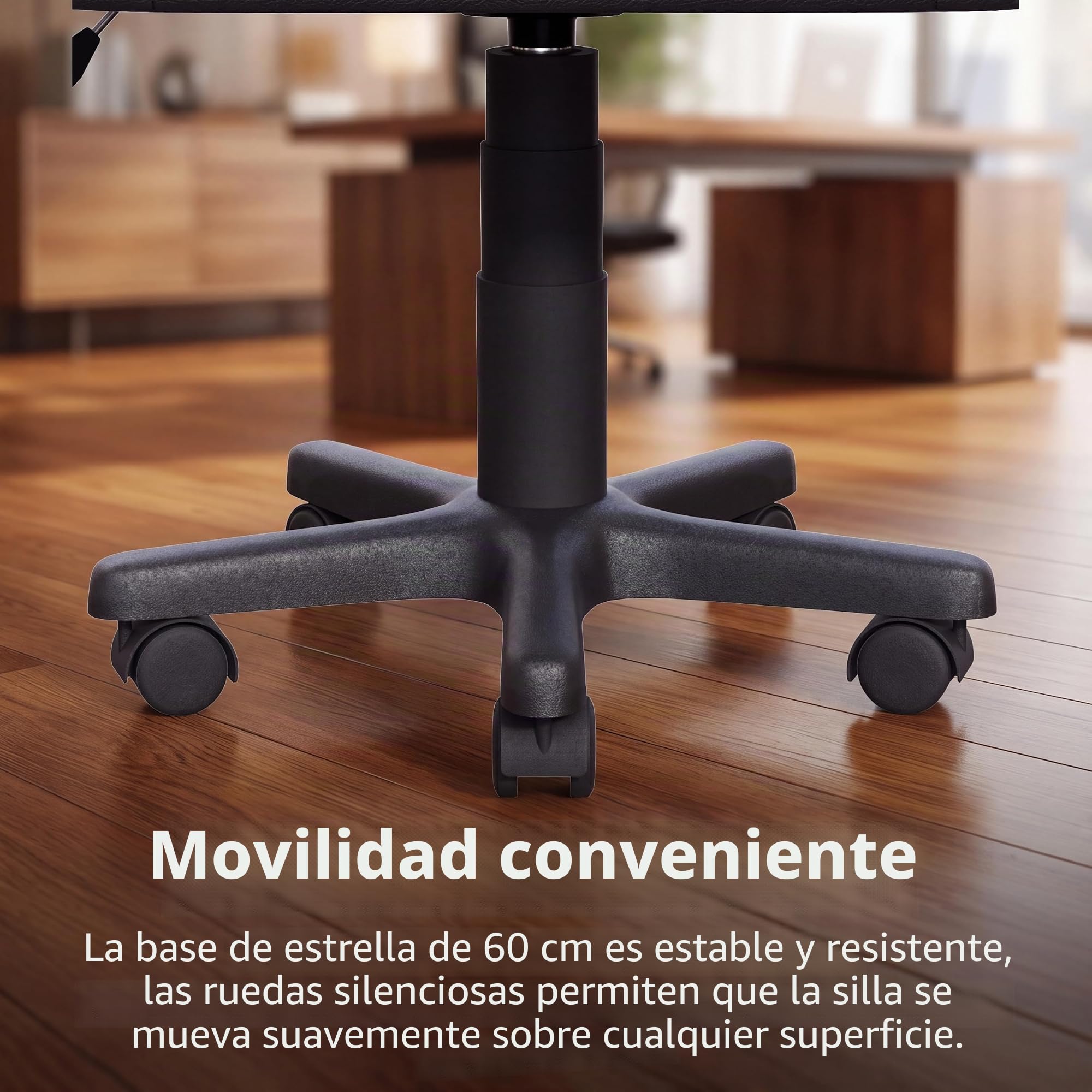 Vida Designs Morton - Silla de Oficina ejecutiva de Cuero de Altura Ajustable con Brazos y Ruedas para Trabajo en casa y Estudio (Negro)