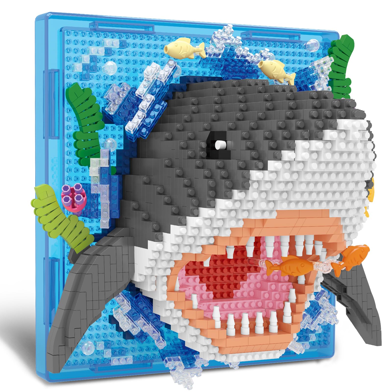 BseSparklion Shark Animal 3D Wall Art Micro Mini Building Blocks Set, Unique Home Wall Decor or Table Display, No Compatible with Lego, Ideal Gift Toy
