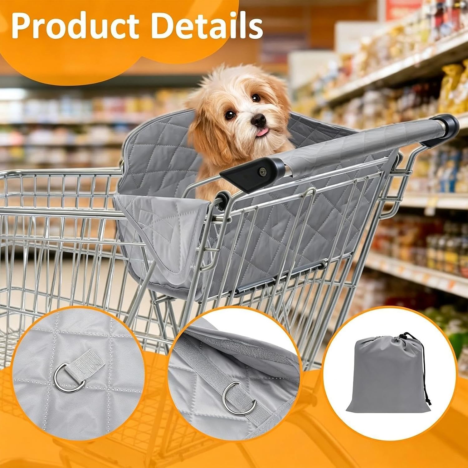 Pet Grocery Cart Seat Cover | Waterproof Foldable Portable Soft - Dogs Grocery Cart Cover,for Outdoor Supermarket Public Space Restaurant Cafe