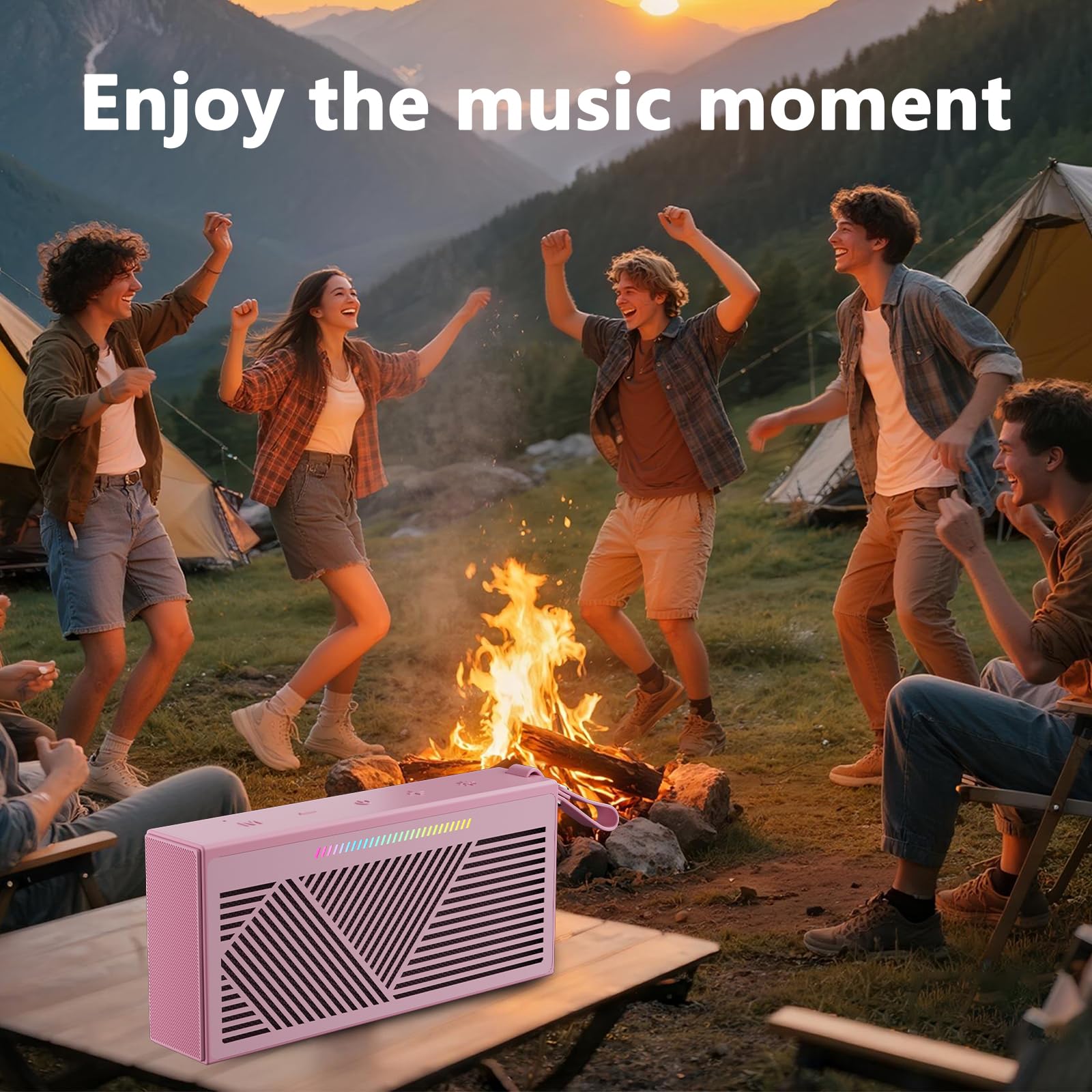 Altoparlante Bluetooth, altoparlante portatile wireless Bluetooth con suono HD, altoparlante impermeabile IPX5 con luci LED RGB, Bluetooth5.3, accoppiamento TWS, lunga durata, per casa/festa/esterni