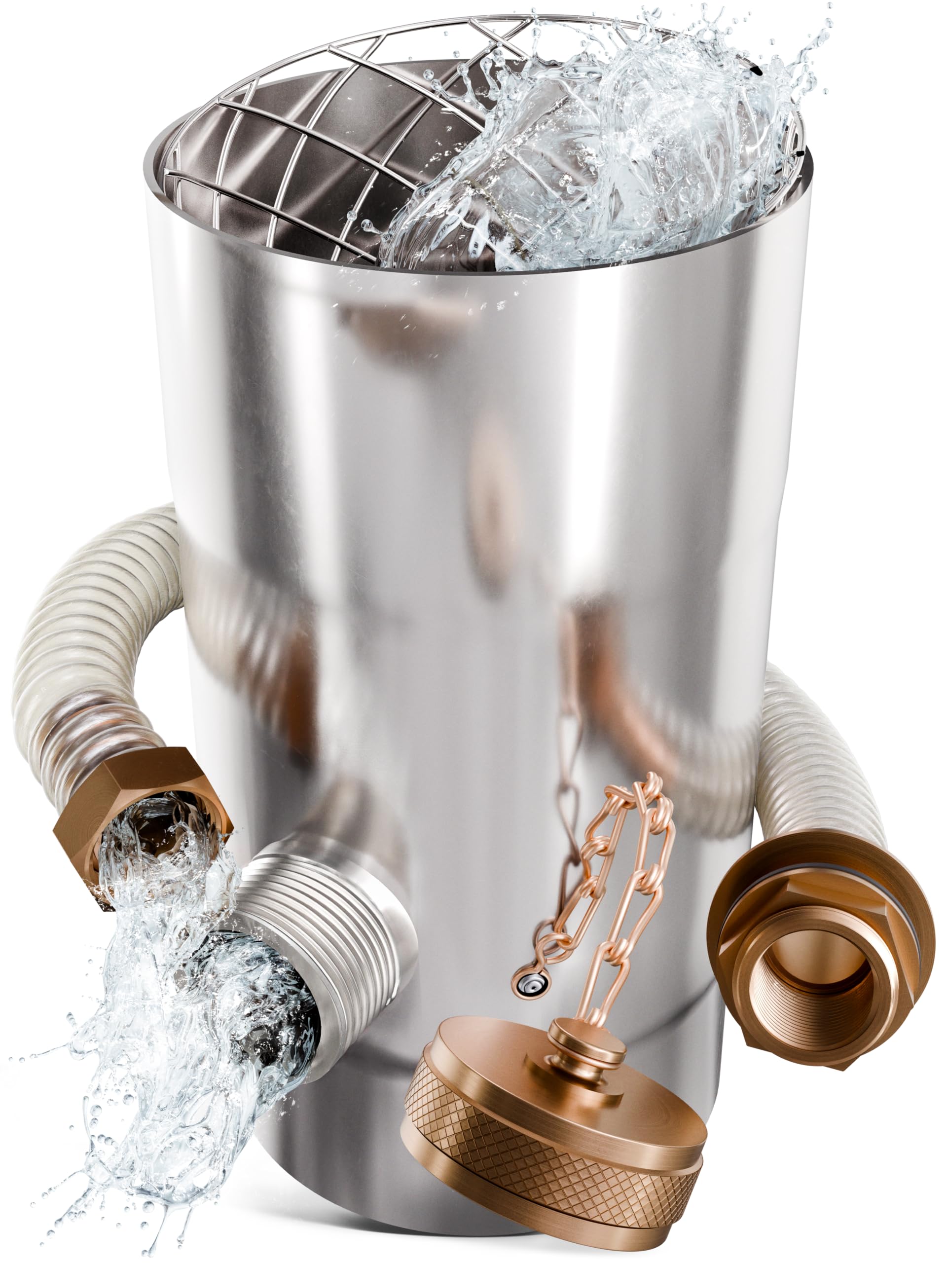 Regenwassersammler mit Sieb für Fallrohre 100mm | Langer 0,5m Schlauch | erhöhter Ertrag | Edelstahl | Fassanschluss | Fallrohr Regensammler | Regensammler für Fallrohr 100 Regentonne - Drei Eichen