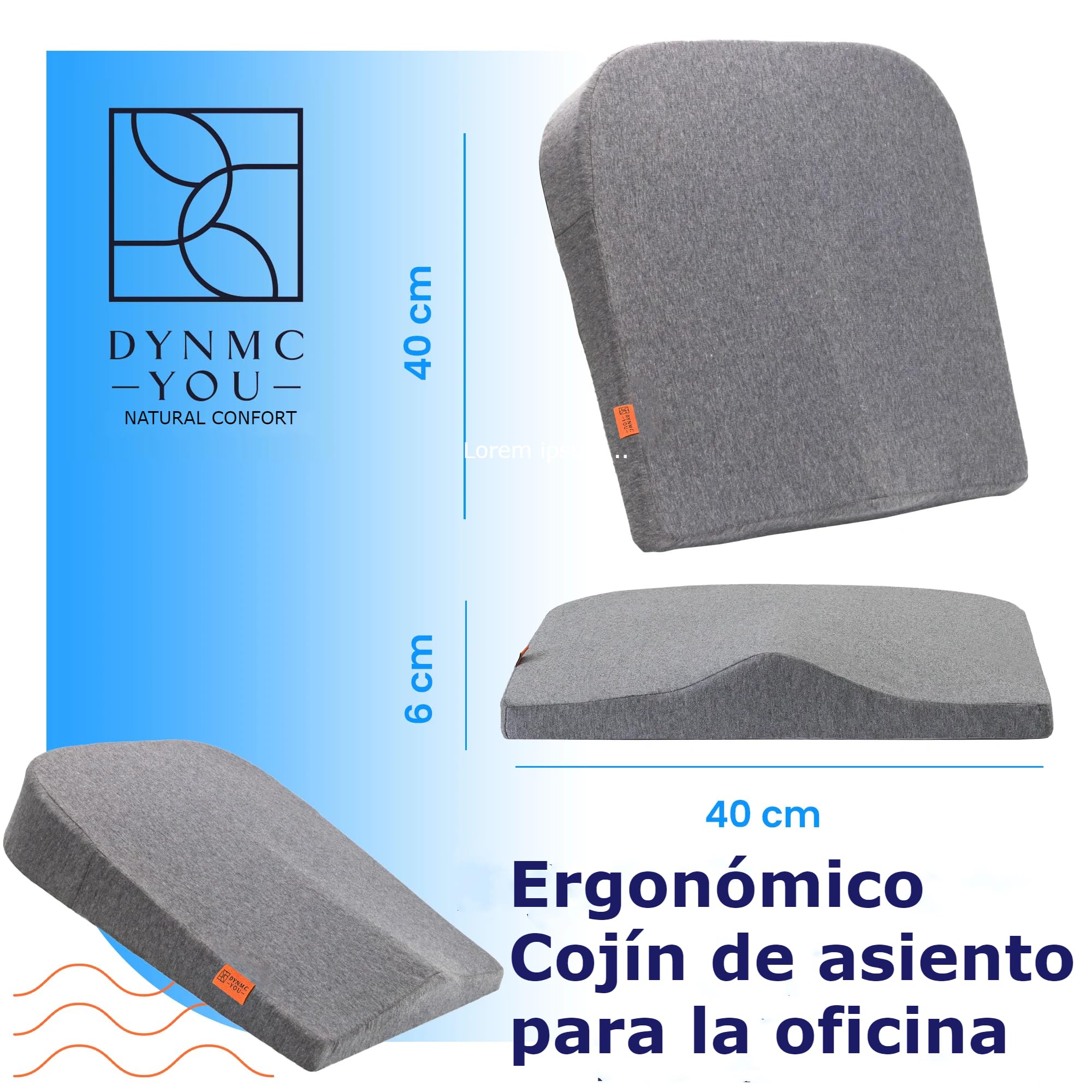 Cojín Cuña Silla Media Dura H3 - Prueba Muy Buena - [Desarrollado con Fisioterapeutas] - Cojín de Asiento Ergonómico Silla de Oficina & Co - Alivia la Espalda y Aumenta la Comodidad de Asiento