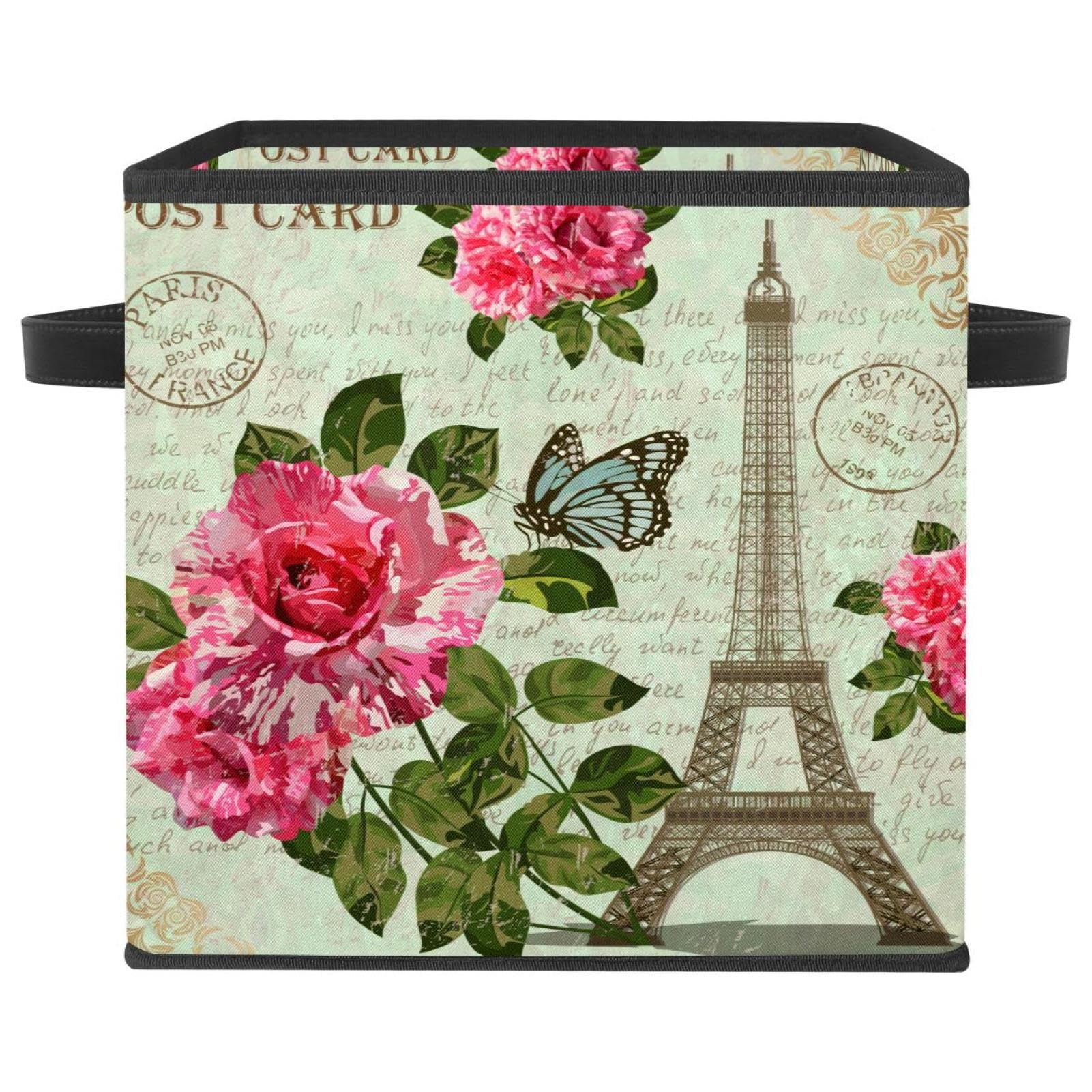 Cube organisateur en tissu de qualité aux motifs Paris vintage