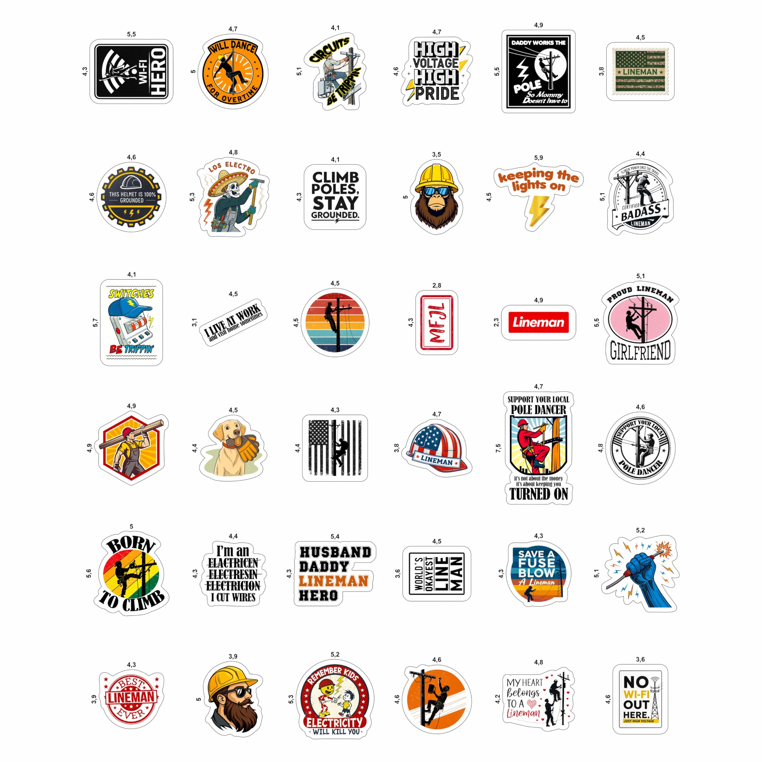 100Pcs Lineman Stickers for Hard Hats, Funny, for Water Bottle - Lineman Party Supplies & Party Decorations - Hard Hat Stickers - Gift for Women & Men