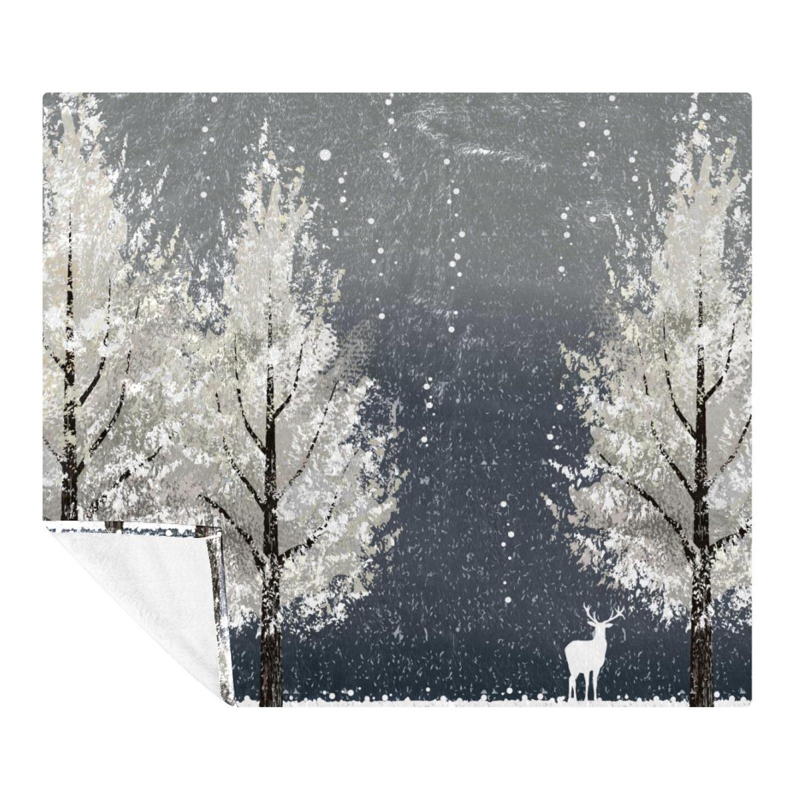Couverture polaire de literie haut de gamme style forêt hivernale