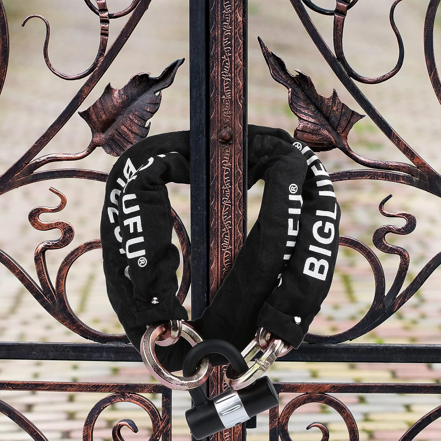 BIGLUFU Motorcycle Lock Chain Locks Heavy Duty 100cm/3.3ft Long, 15mm Cut Proof Security Chains, Ideal for Motorcycles, Bikes, Generator, Gates, Bicycle, Scooter