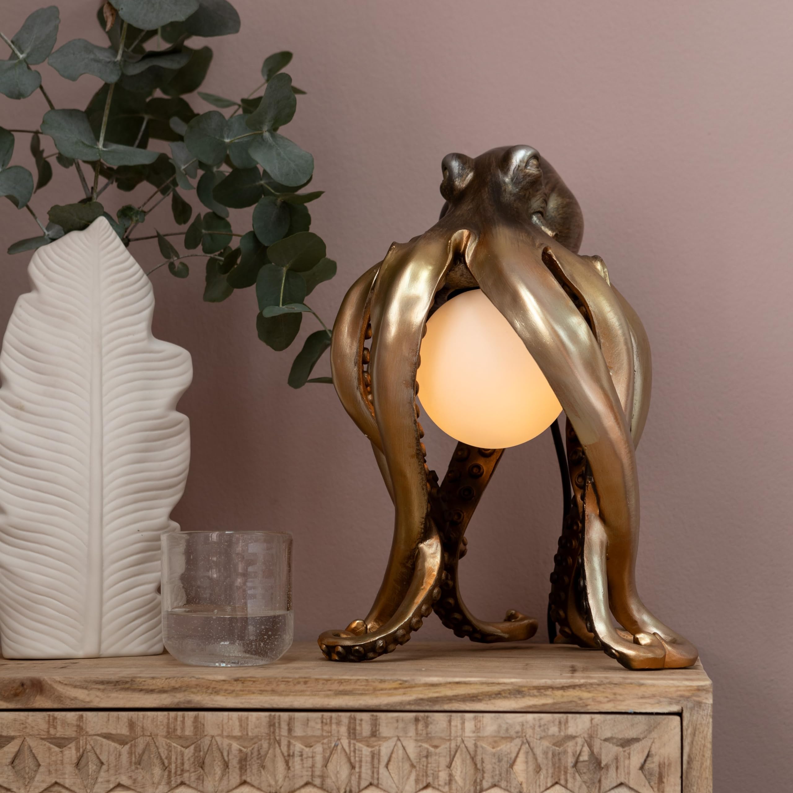 Kare Design Tischleuchte Animal Octopus, Gold, 34x22x26 cm, Tischlampe, Nachttischlampe, Oktopus Motiv, Leuchtmittel nicht inklusive, Wohnzimmer