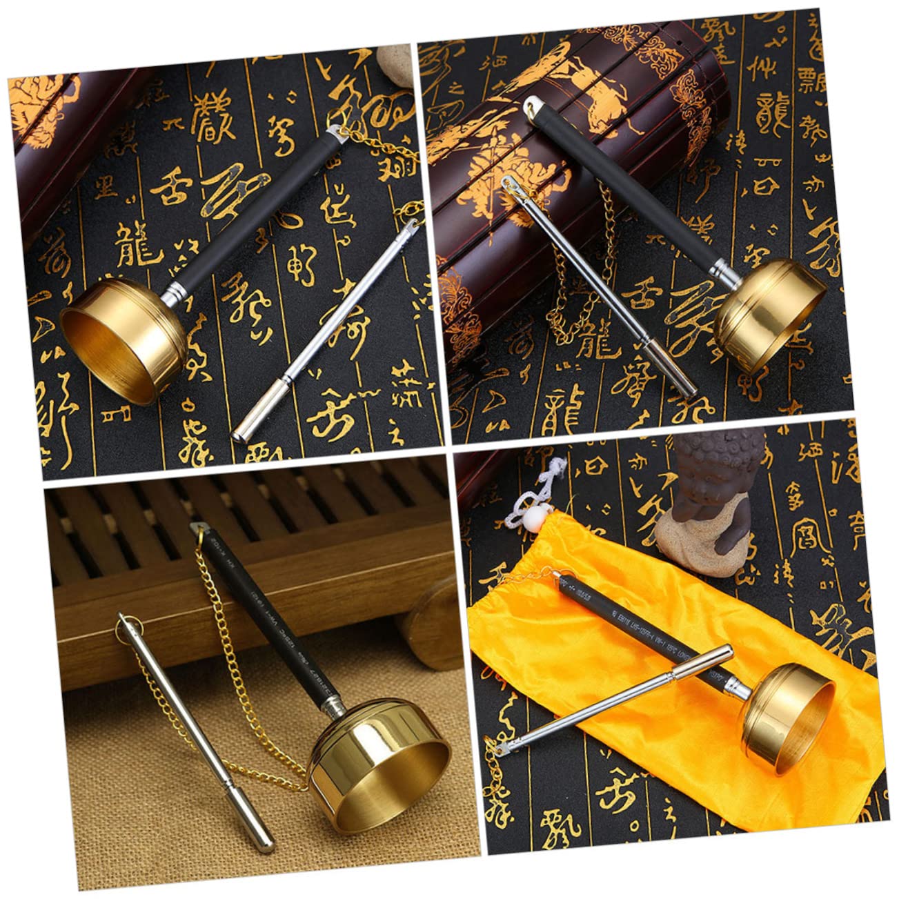 OFFSCH Buddhist Temple Accessory Hand Crafted Bronze Bell Prayer Bell Yin Qing